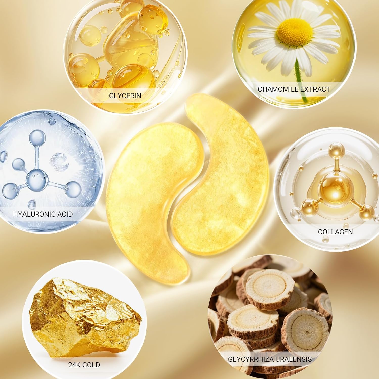 120 Pcs 24K Gold Under Eye Patches, 60 Pairs Under Eye Masks, Gel Eye Pads Skincare, Puffy Eyes and Dark Circles – Collagen Infused Hydrogel Eye Mask for Anti Aging, Skincare Treatment for Women