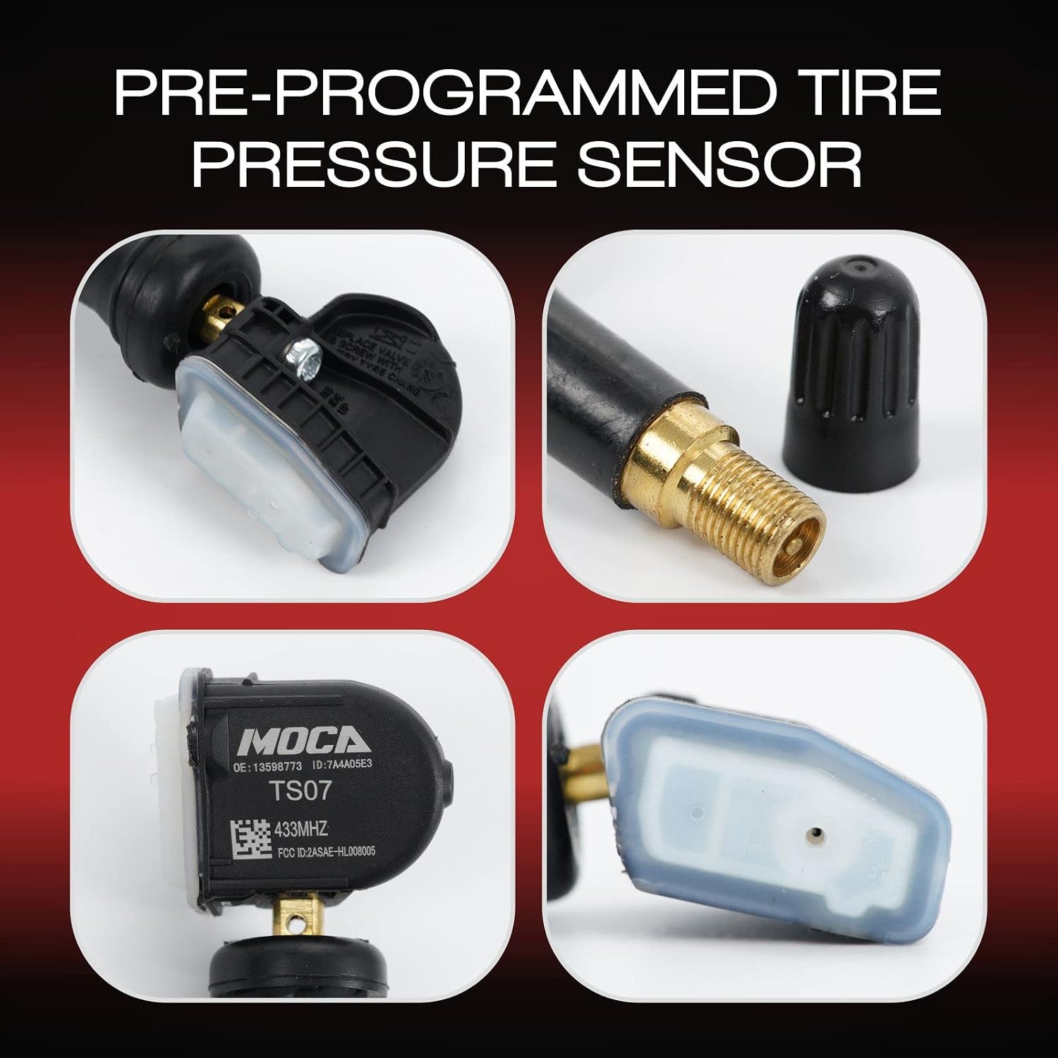 MOCA 13598773 TPMS Sensors Fit 17-20 for Buick Regal & TourX/Lacrosse, 16-20 for Cadillac XT5/CT6, 16-20 for Chevrolet Malibu, 17-20 for Silverado 1500, 17-20 for GMC Acadia 433MHz