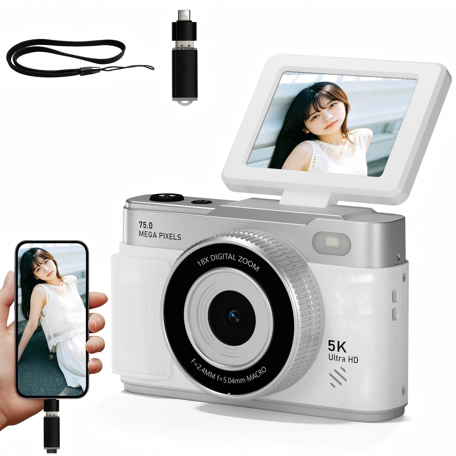 デジタルカメラ shirok Amazon | CLCRHBK デジタルカメラ 5K 7500万画素 スマホに転送 OTG対応