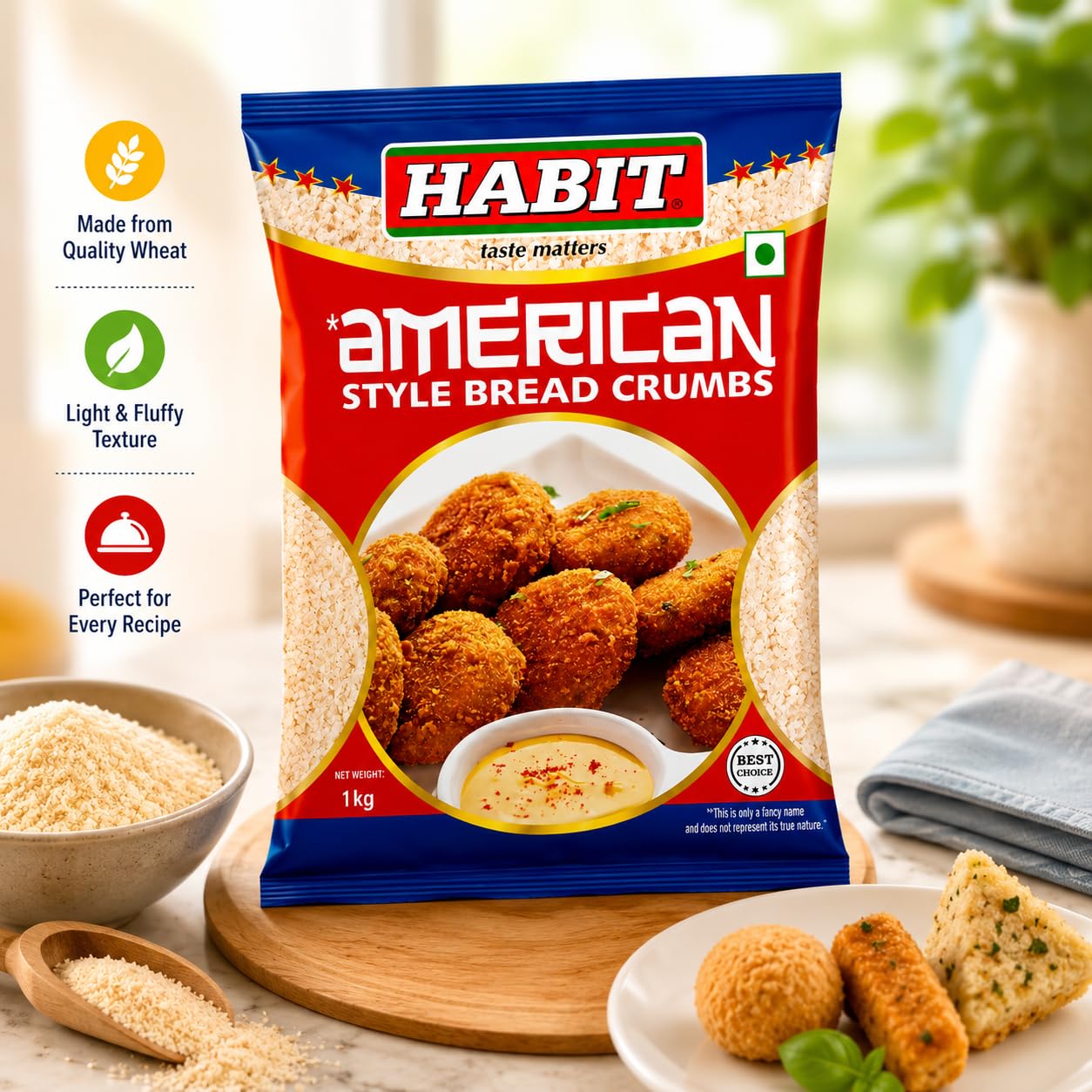 HABIT American Style White Bread Crumbs β 1KG x Pack of 2 | Granular & Off-White | Perfect Coating for Fried Foods, Baked Pasta & Casseroles | Crunchy Texture 2