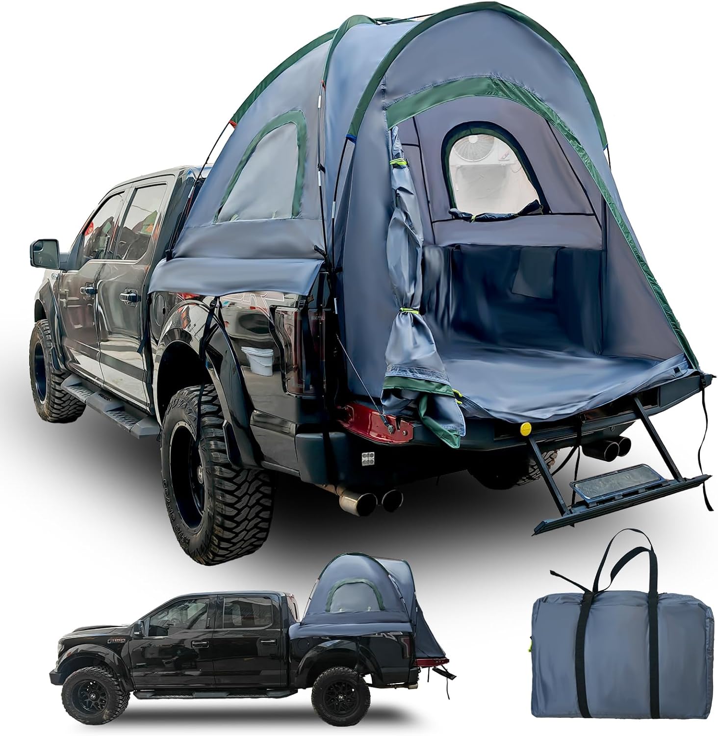 Pickup Truck Tent 5.5-6.0 Ft Truck Bed Tent 210D PU2000 Waterproof 2-Person UV50+ All-Weather Camping Gray-Green