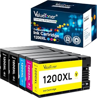 Valuetoner Compatible Ink Cartridge Replacement for Canon PGI-1200XL PGI-1200 XL 1200XL Maxify MB2320 MB2020 MB2350 MB2050 MB2120 MB2720 Inkjet Printer (2 Black, 1 Cyan, 1 Magenta, 1 Yellow, 5 Pack)
