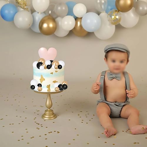 Miniatura 4 de Gyufise 30 piezas de adornos de bolas de oro blanco y negro, mini globo para cupcakes, bola de espuma para decoración de pastel de boda,
