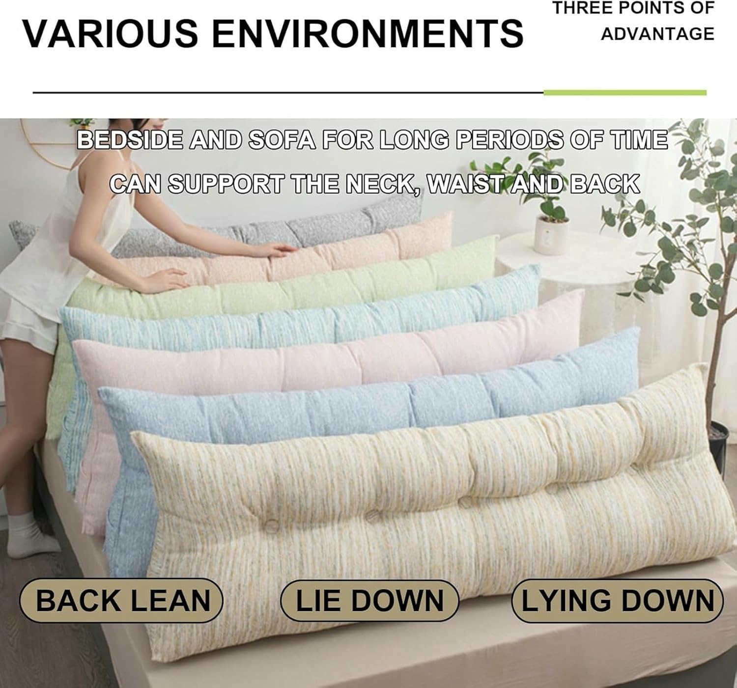 Large Upholstered Headboard Cushion Wedge Reading Pillow Stripe Headboard Backrest Bed Rest Support Pillowboard Daybed Bunk Bed Dorm Bolster~/