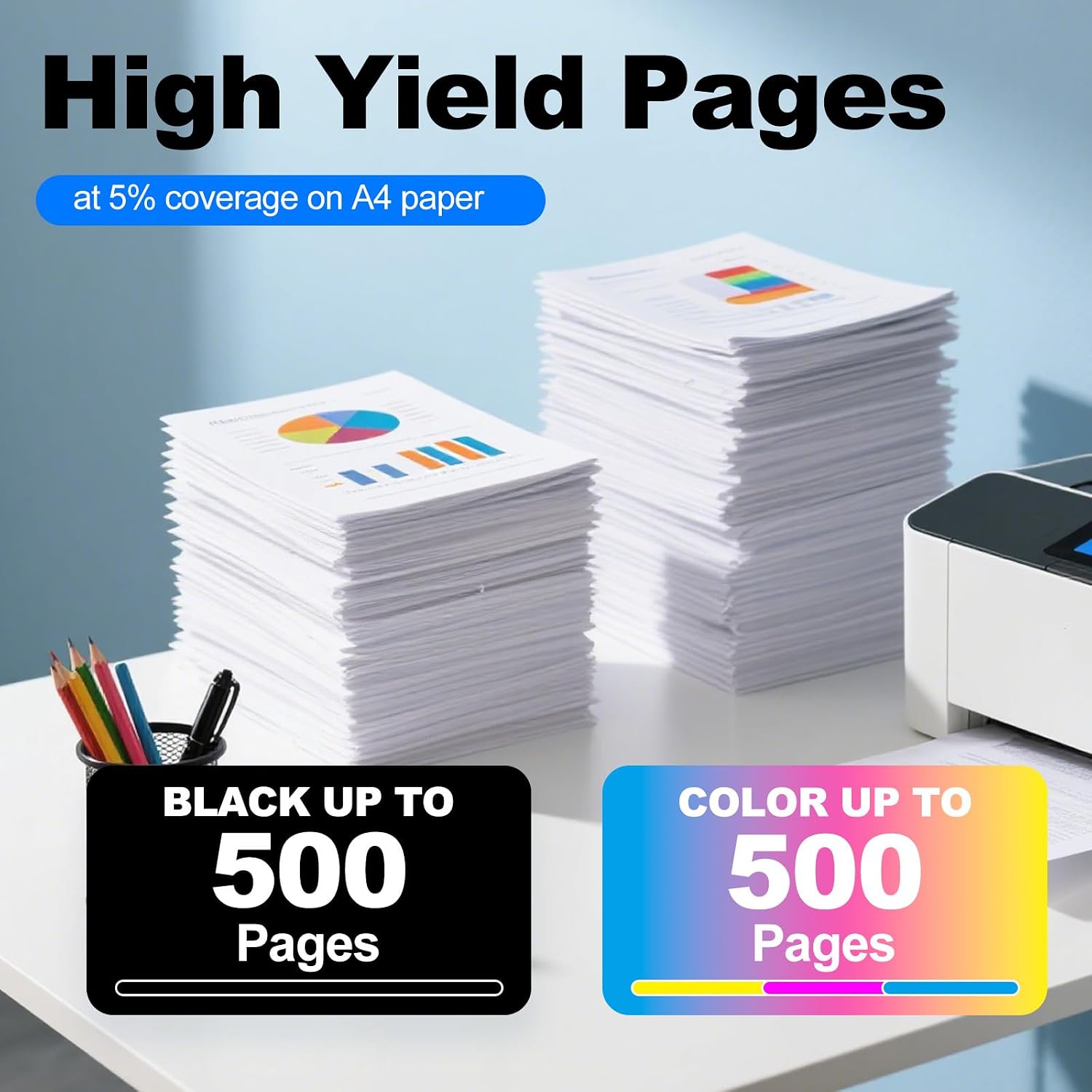 LC501XL LC501 Ink Cartridge Compatible for Brother LC501 LC501XL Ink Cartridges Work with Brother MFC-J1260W MFC-J1360DW MFC-J1410DW Printers (4 Pack Black Cyan Magenta Yellow)