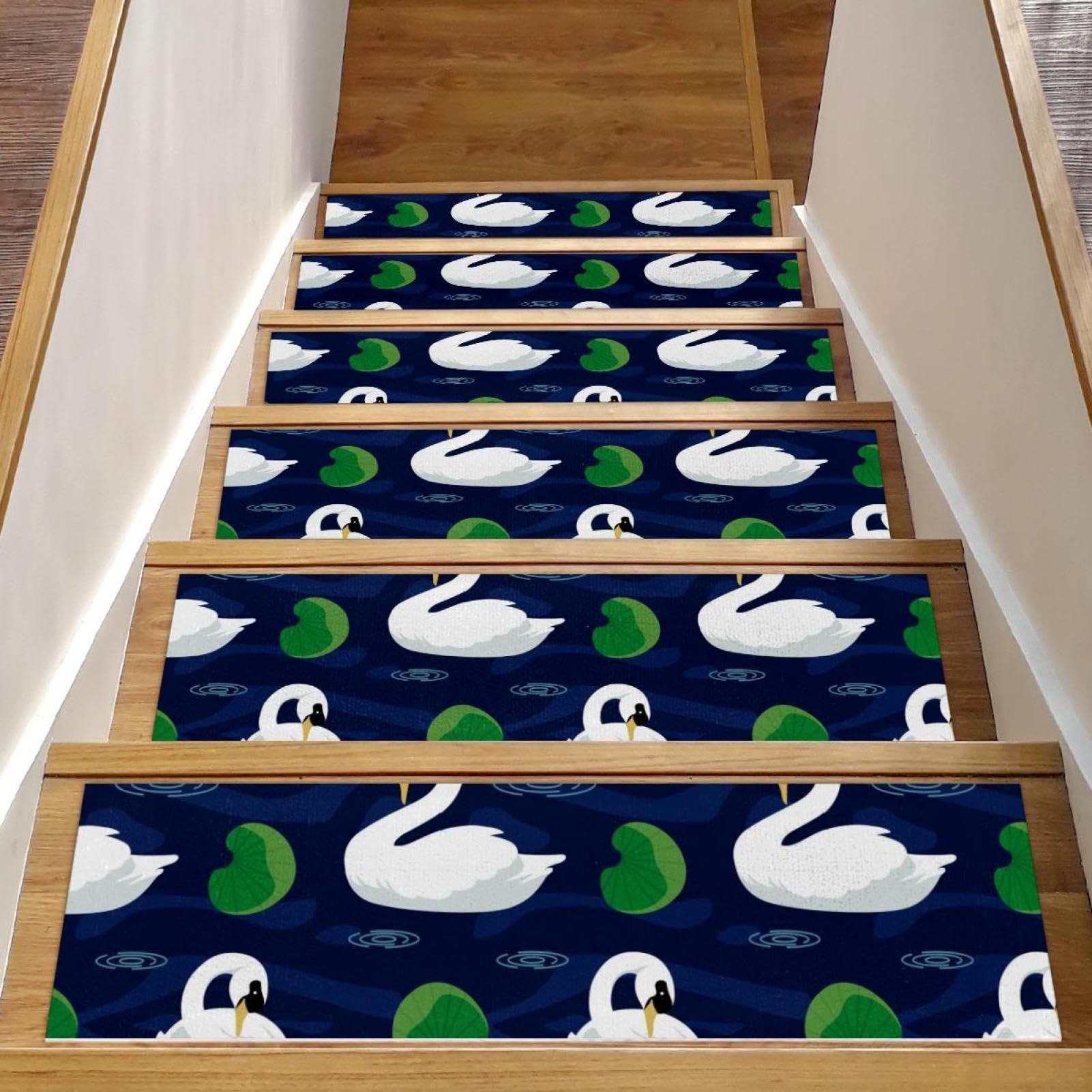 Alfombra para peldaños de escalera evita resbalones en escalones de madera alfombrillas cisne loto