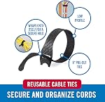 Velcro Brand Cable Ties, 100Pk - 8 x 1/2" Red and Black, Reusable Alternative to Zip Ties, ONE-WRAP Thin Pre-Cut Cord Organization Straps, Wire Management for Office or Home, VEL-30200-AMS, Black/Red