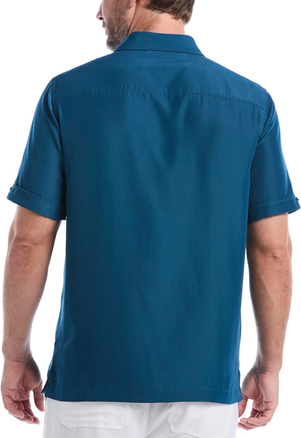 Cubavera Paneled Short Sleeve Shirt for Men, Classic Fit, Wrinkle Resistant, Casual Button-Down Shirt With Spread Collar