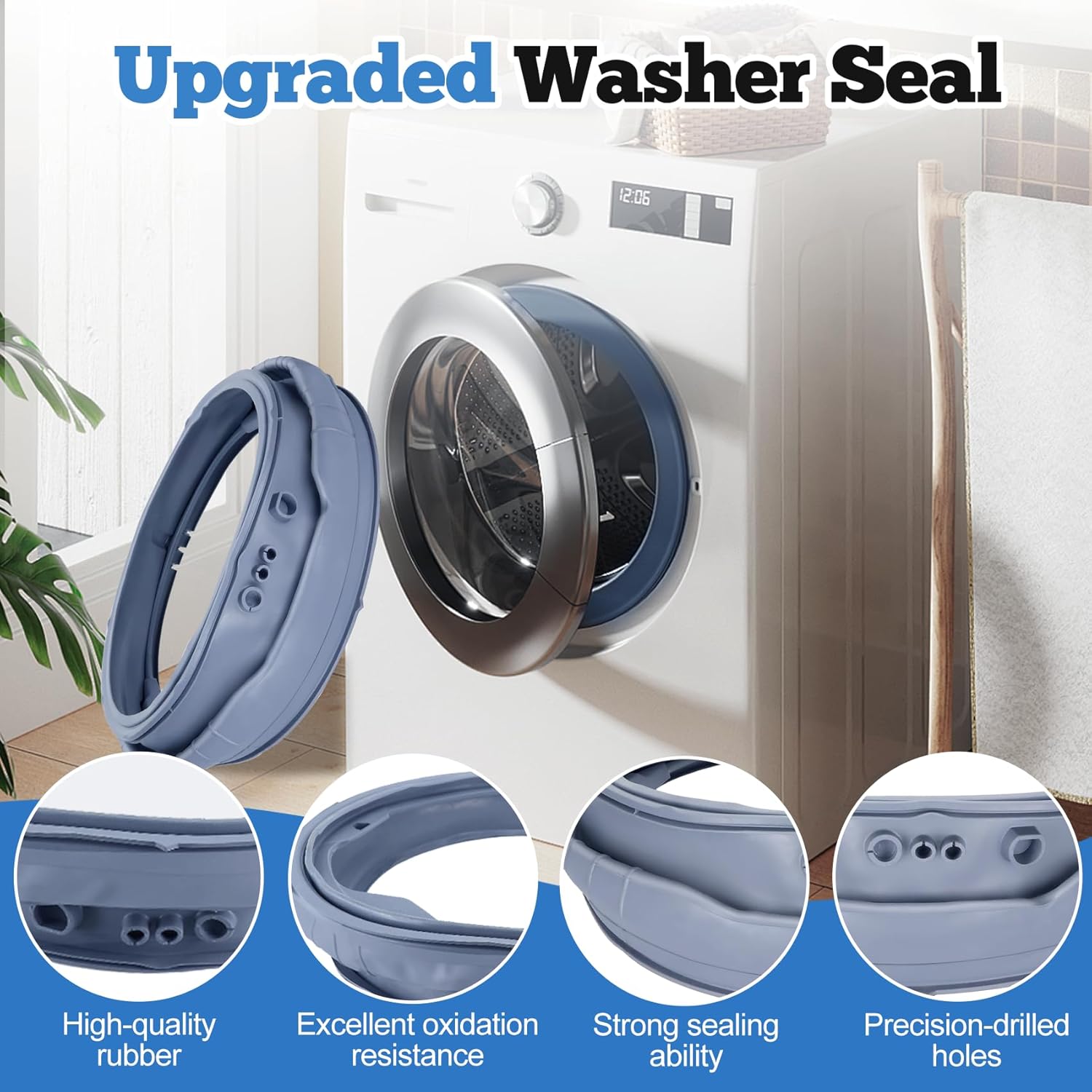 MDS65736915 Washer Door Gasket Compatible With lg Washer Door Seal WM3600HWA/00 WM3700HWA/03 WM3700HWA/00 WM3500CW/00 WM3700HVA/00 Front Load Washer Door Seal Replaces 4964148,EAP12748962