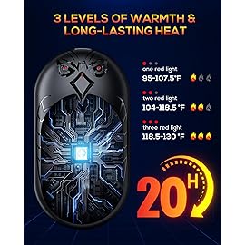 Hand Warmers Rechargeable, 2 Pack 6000mAh Electric Portable Heater, 20 Hrs Long Heating Hot Pockets Hand Warmer, Hunting Gear, Gifts for Women, Men, Raynauds, Camping, Golf, Outdoors (Black)