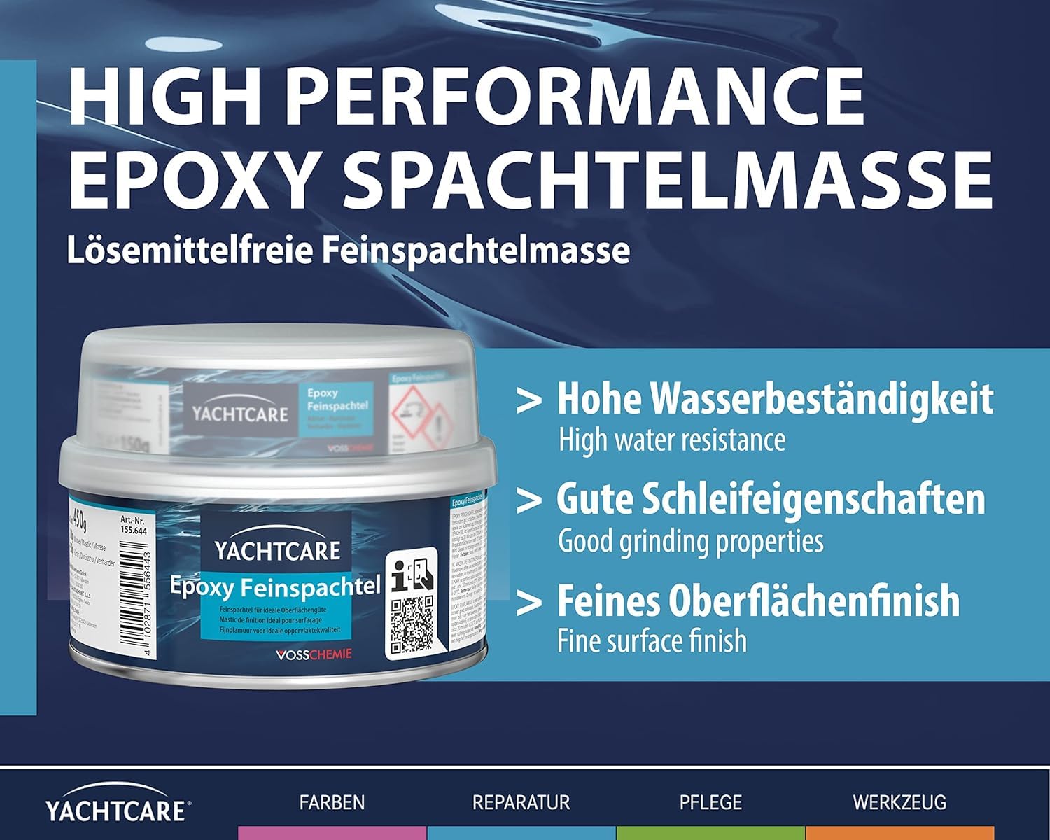 Yachtcare Epoxy Enduit Fin 500g blanc - Mastic de finition qualité réparations marines