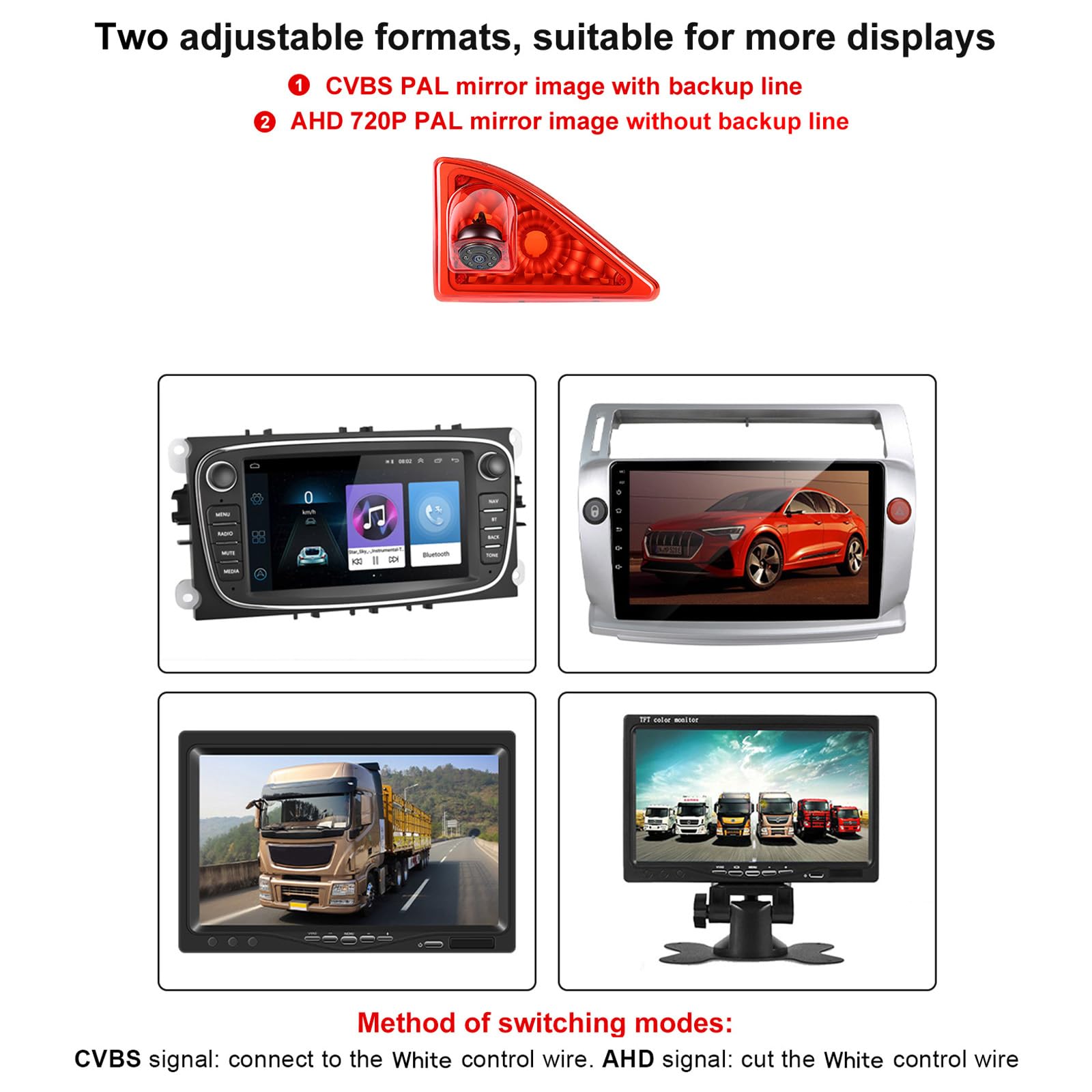 CAMECHO Luce di Stop Telecamera Posteriore HD Visione Notturna IP67 Telecamera Impermeabile per Nissan NV400 Opel Movano Renault Master 2010-2016 Terza luce Stop con Grandangolo 140°, 12V, 10M Cablata
