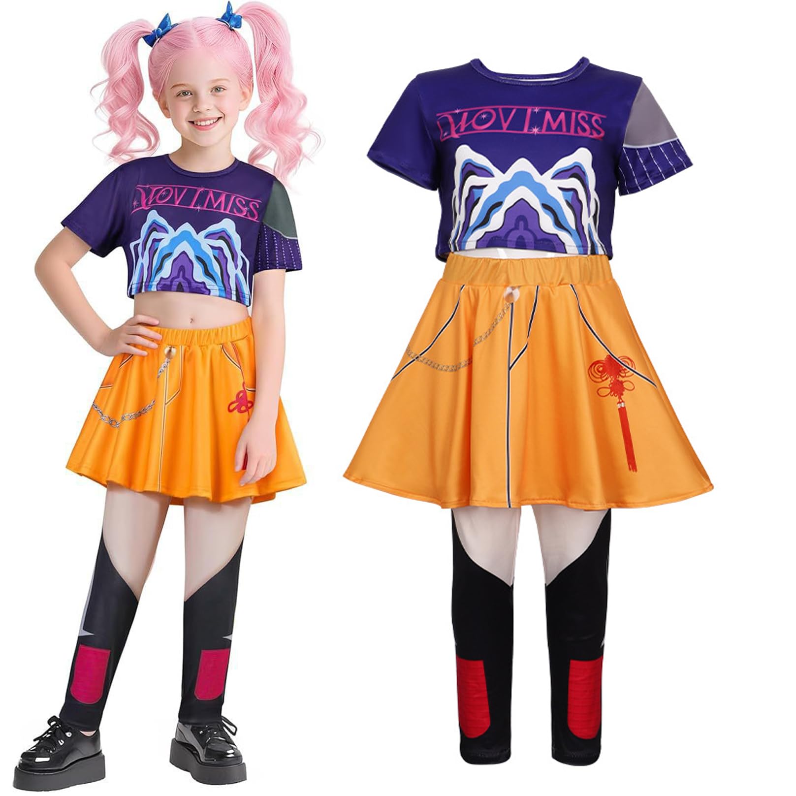 Girls Demon Hunter Pop Singer Rumi Mira Zoey Costume for Girls Halloween Party Cosplay Dance Stage Outfit Set