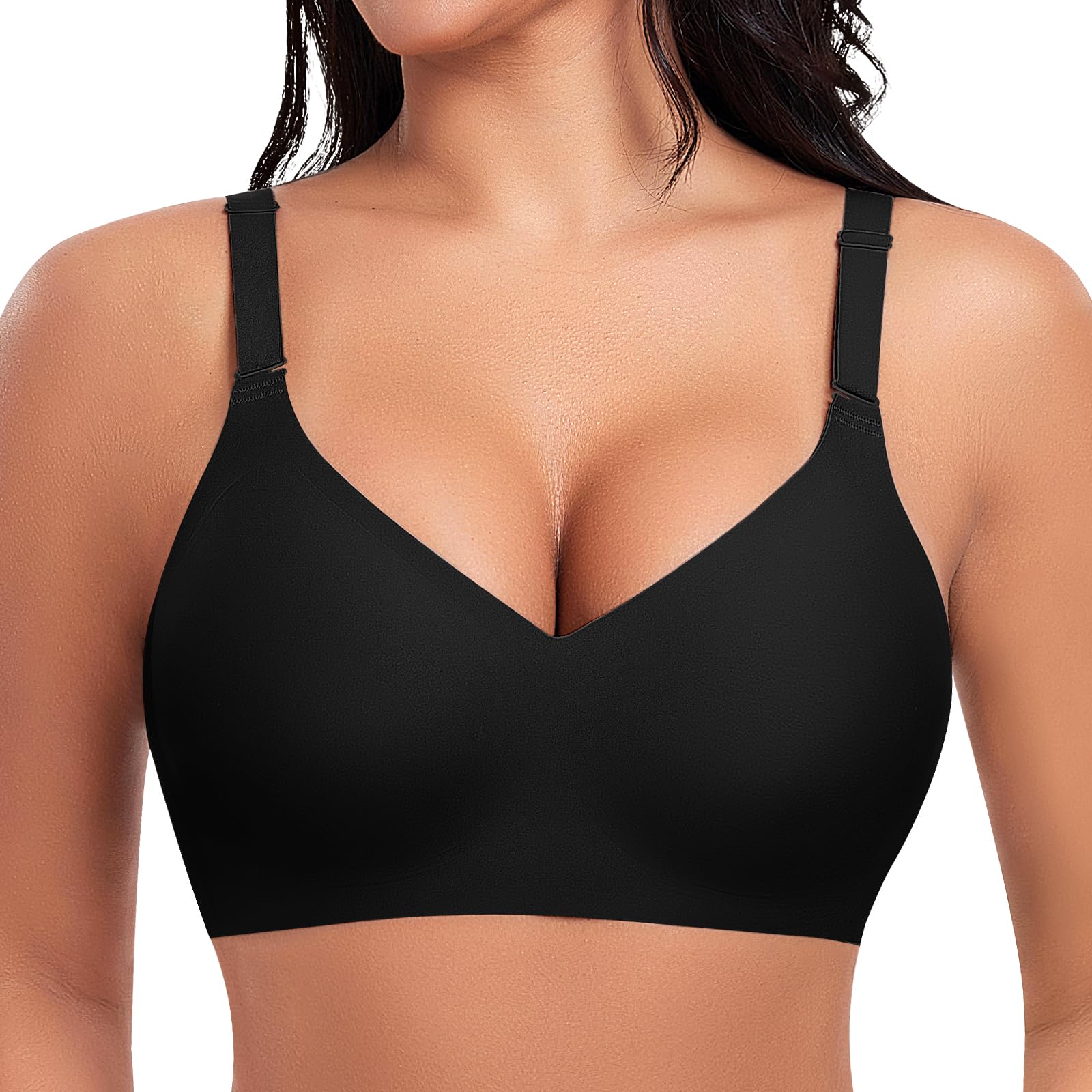 Ganado Reggiseno Senza Ferretto Donna Reggiseni Senza Cuciture Scollo a V Push Up Reggiseno Basic Comodo Imbottito