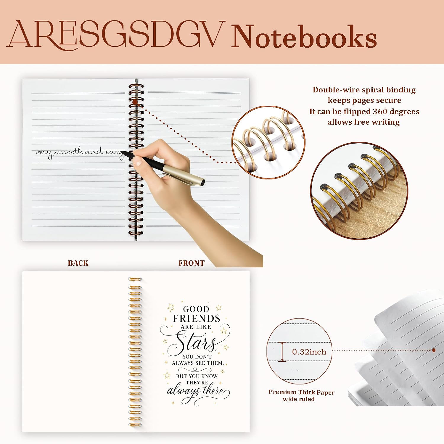 ARESGSDGV Good Friends Are Like Star Gifts Journals for Women 5.5x8.3in image 3