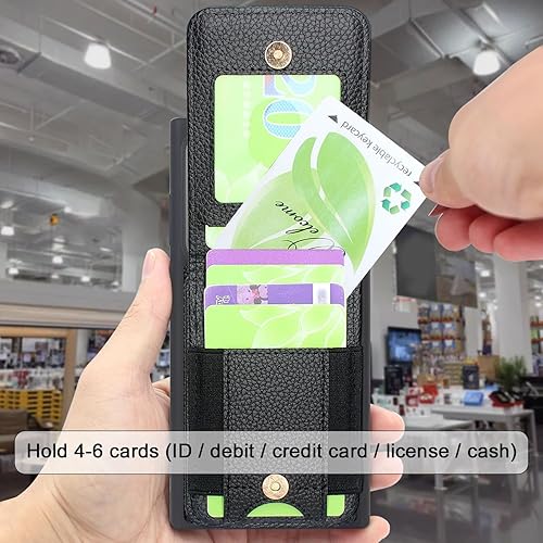 Miniatura 3 de Harryshell Funda compatible con Samsung Galaxy S22 Ultra 5G con ranuras para tarjetas soporta hasta 6 tarjetas Función de atril, bolsillo con