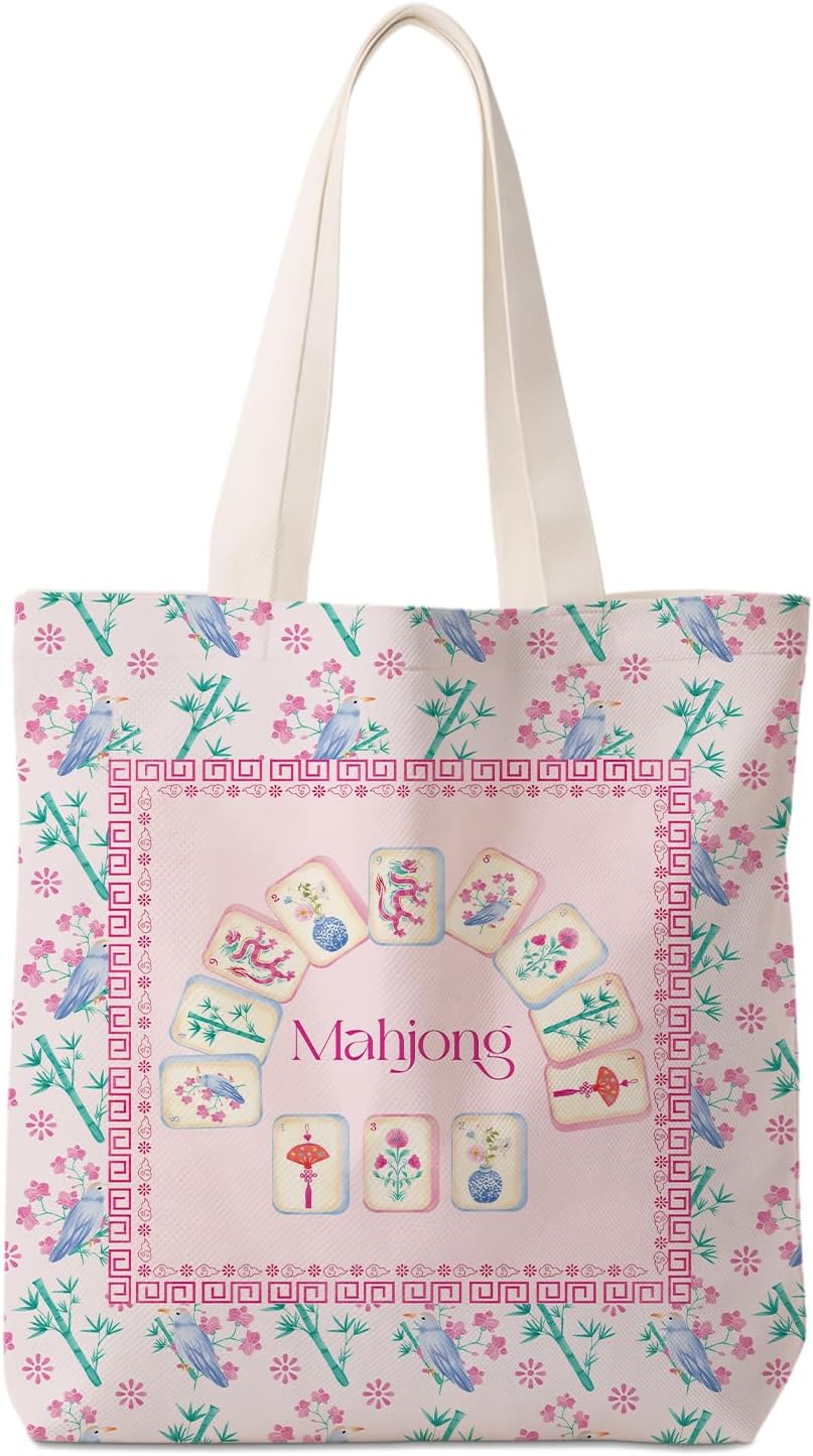 Purple Floral Mahjong Tote Bag,Mahjong Lover Player Gifts