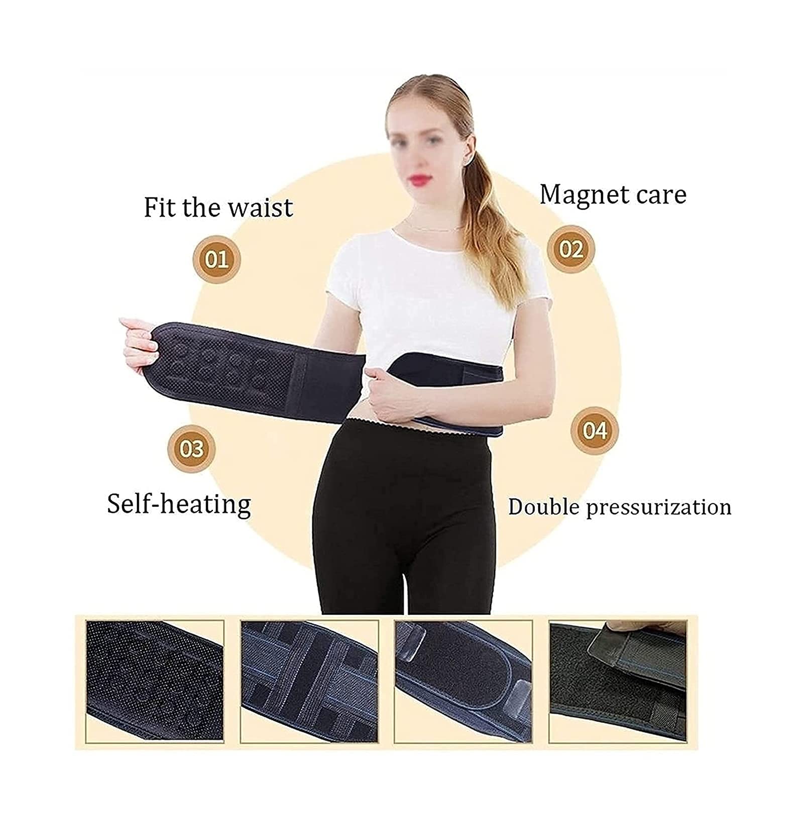 Calentamiento automático Brace para la parte inferior de la espalda Imán Alivio del dolor Compresión Correas de tracción Soporte lumbar Ciática Estenosis espinal Escoliosis o hernia de disco ( )