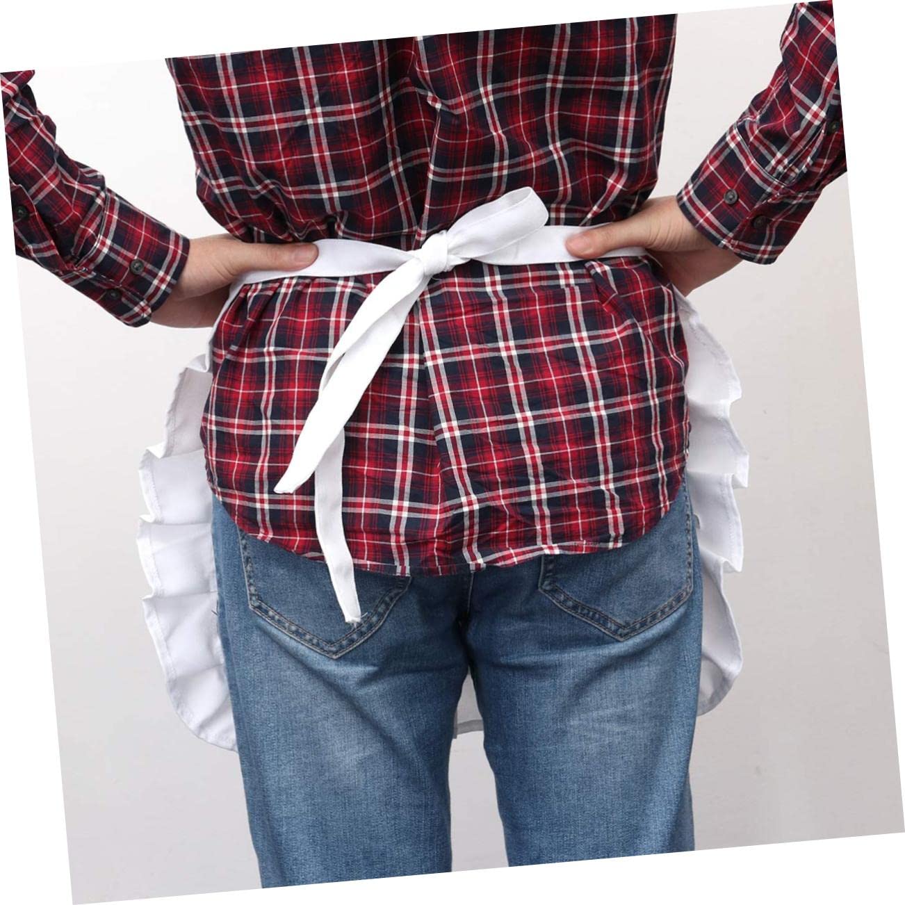 OUNONA 12piezas Delantal Corto De Cintura Para Mujer Con Encaje y Bolsillo Delantal De Cocina Práctico Para Eventos y Servicio
