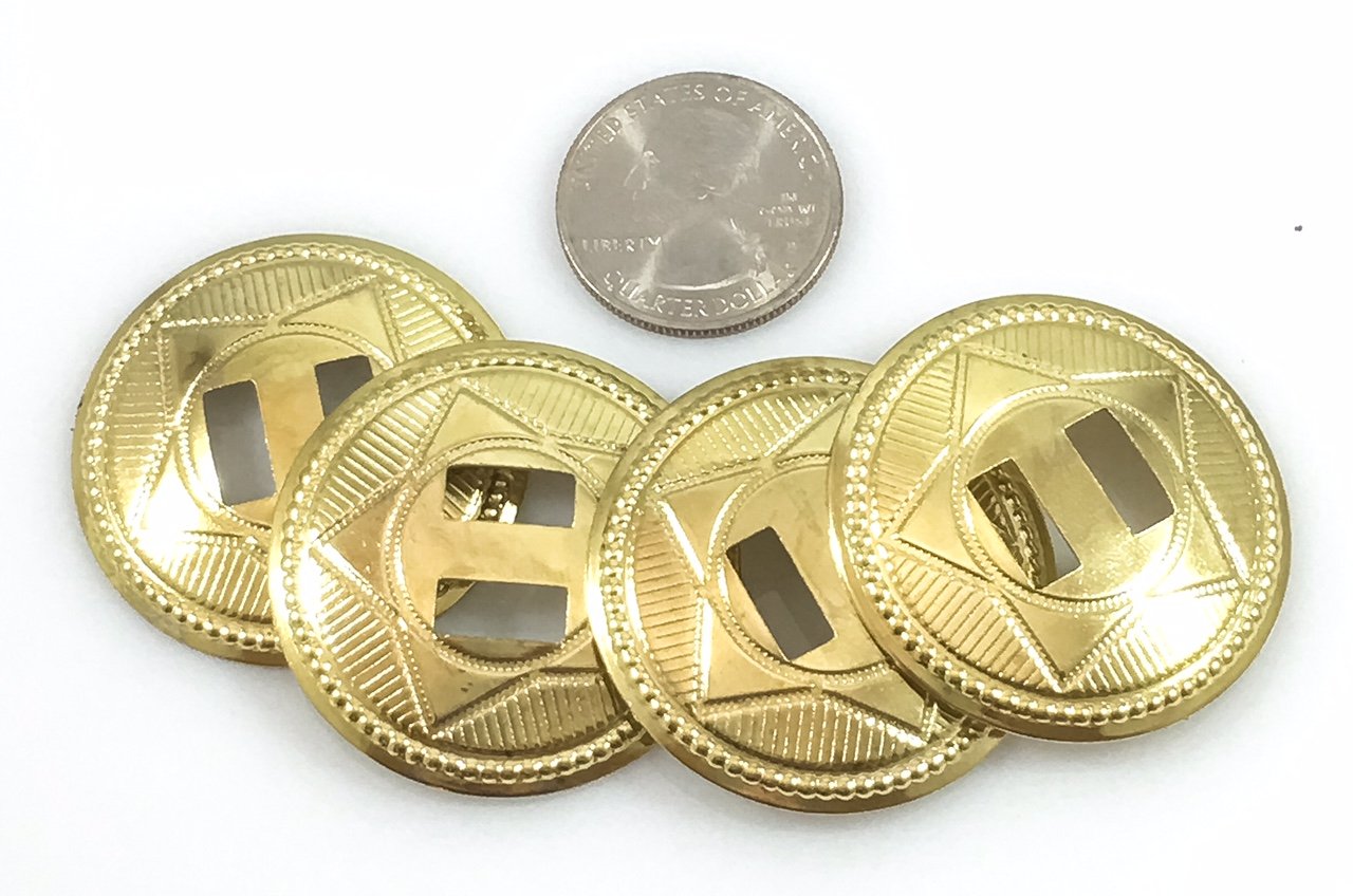 Conchos 1 1/2" Western Star Steel Bright Gold 25 Pcs