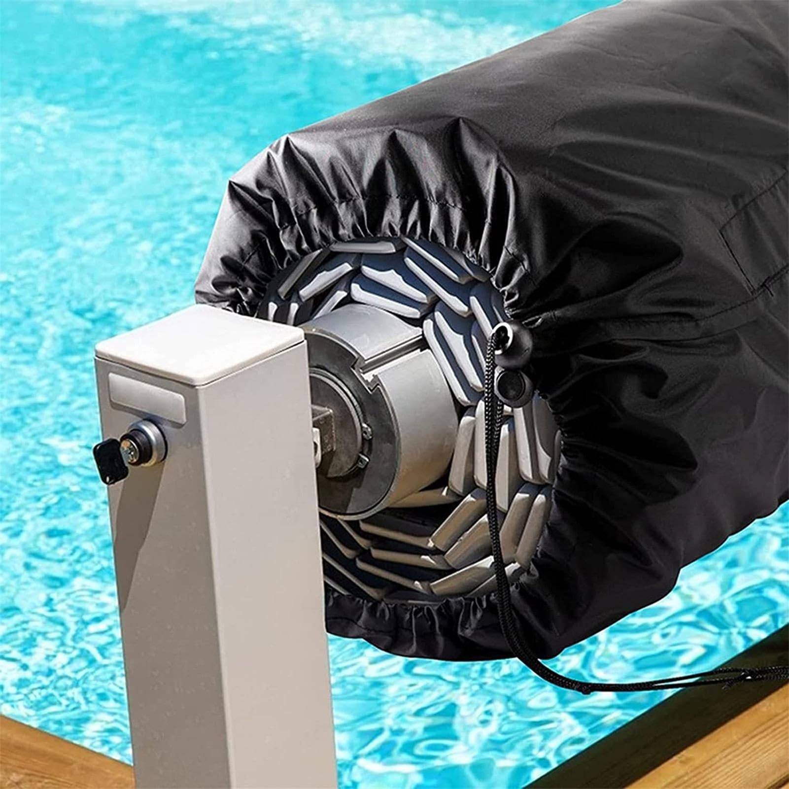 Couverture de bobine solaire pour piscine – Bobine de couverture pour piscine, protection solaire, protection pour enrouleur résistant pour hors sol, adaptée aux piscines de différentes