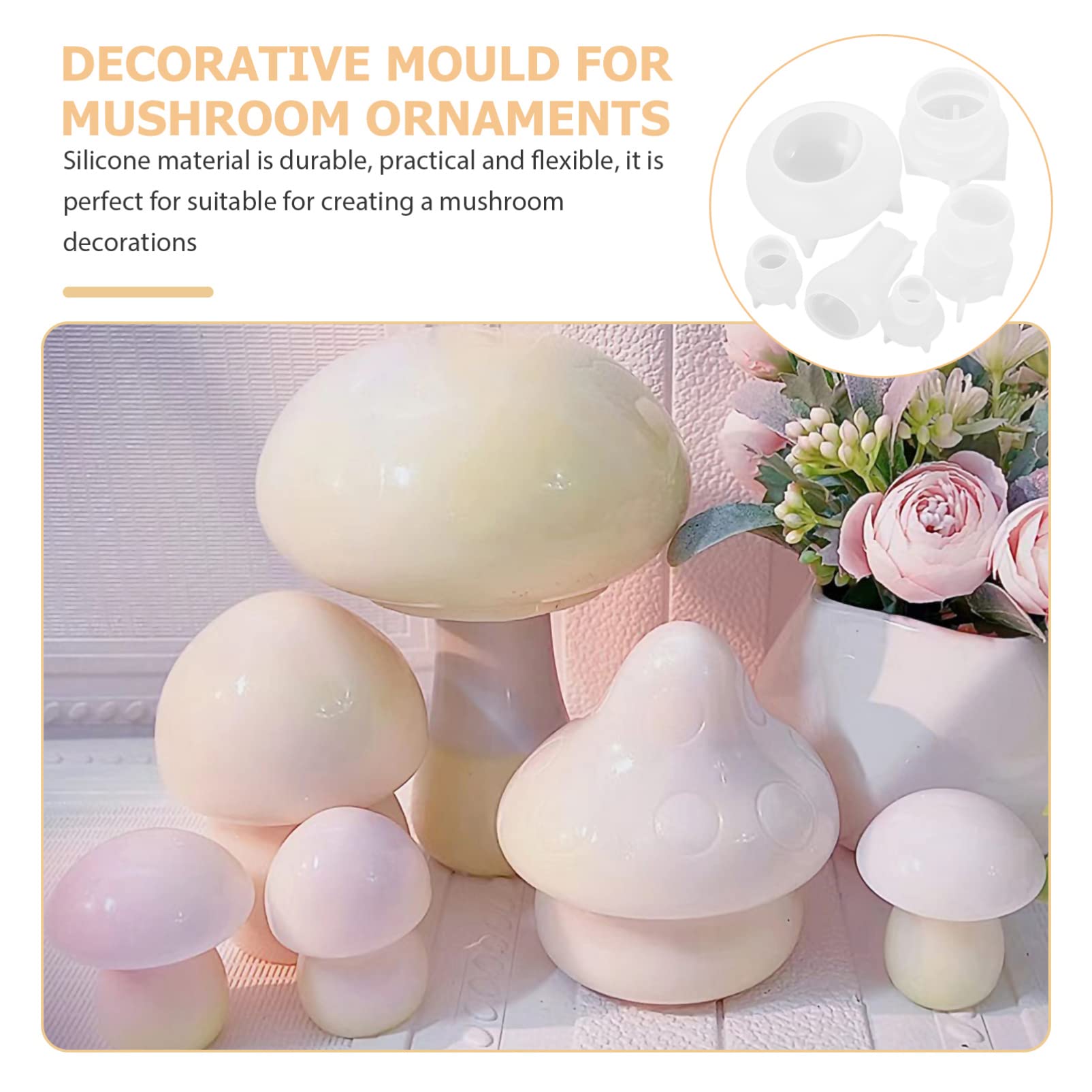 6 Pezzi, Stampo in Silicone a Forma di Fungo, Antiaderente, Riutilizzabile, per Creazioni Fai da Te e Decorazioni Artigianali