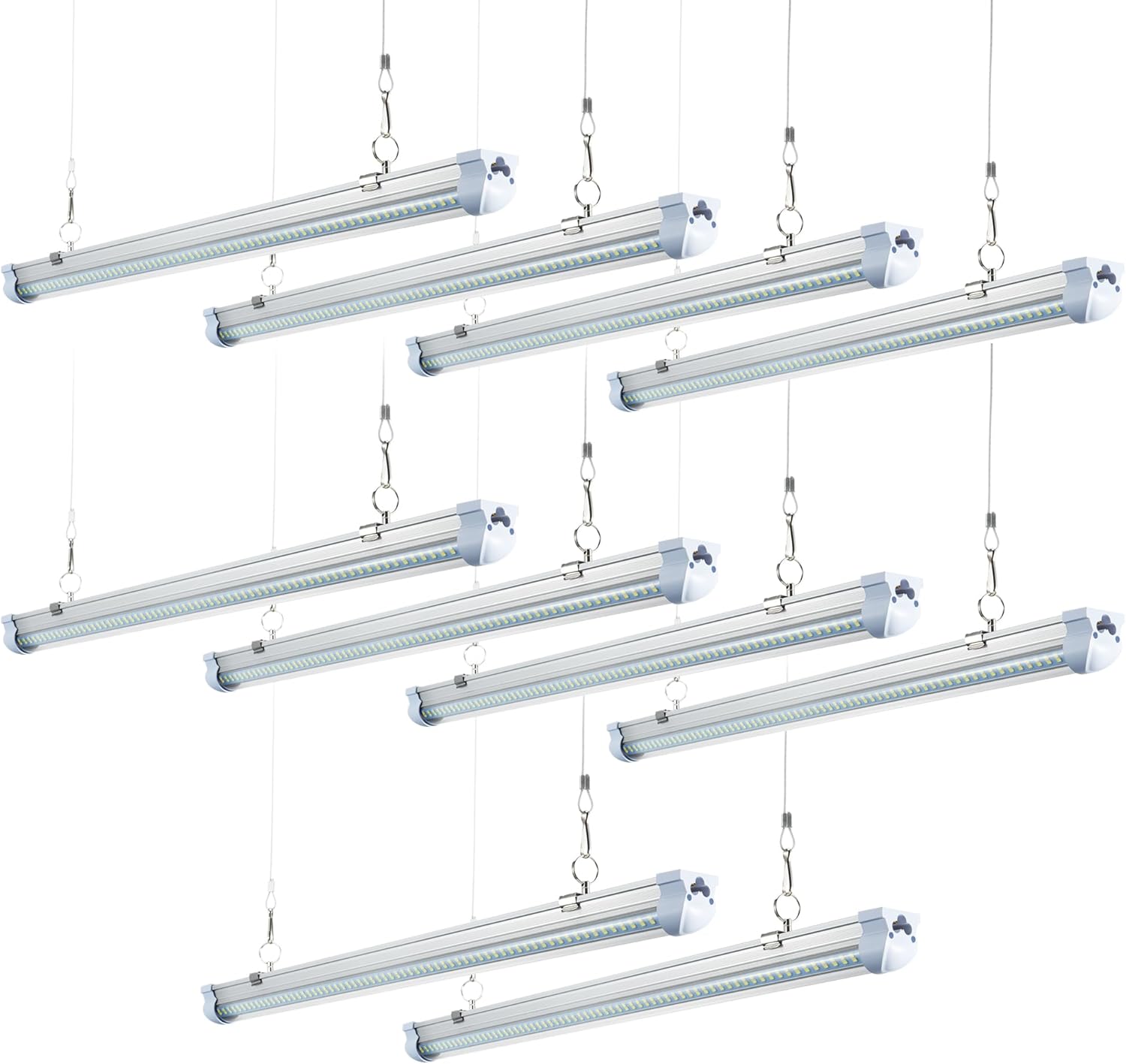 10 Pack 8FT T8 LED Shop Lights Garage Light, 120W 19200LM 6000K Daylight, Linkable Plug & Play Energy-Saving Commercial Bay Lighting for Warehouse Basement (V4-4)