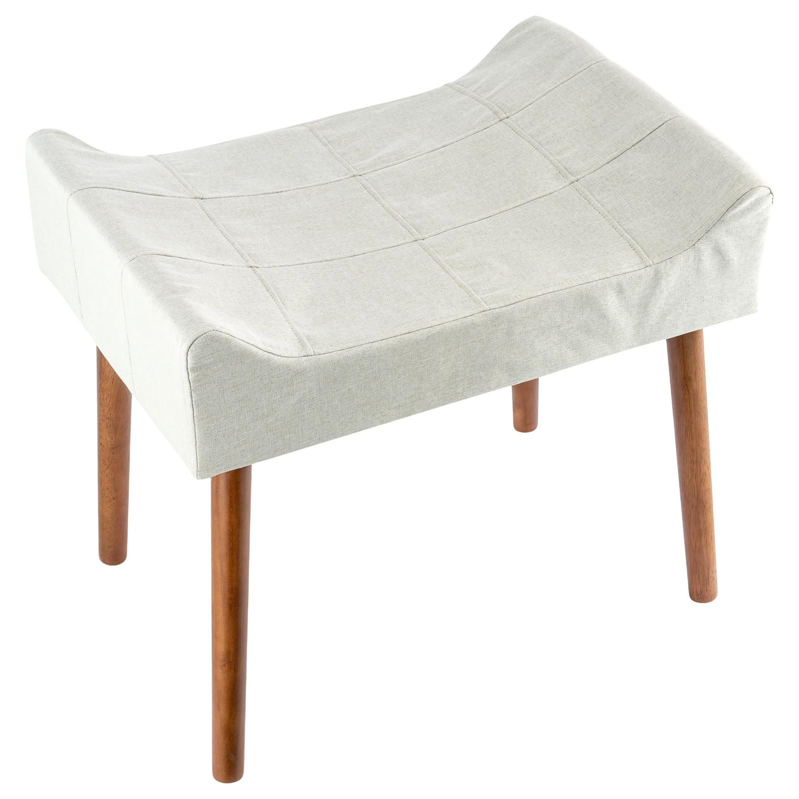 SUNNYNEST Vanity Stool Upholstered Dressing Table ChairElegant Padded Makeup Stool with Solid Wood LegsComfortable Bedroom Vanity Seat (White)