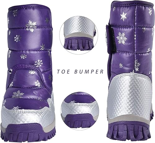 Miniatura 4 de JACKSHIBO Botas de nieve impermeables para niñas y niños (chiquitos y grandes)