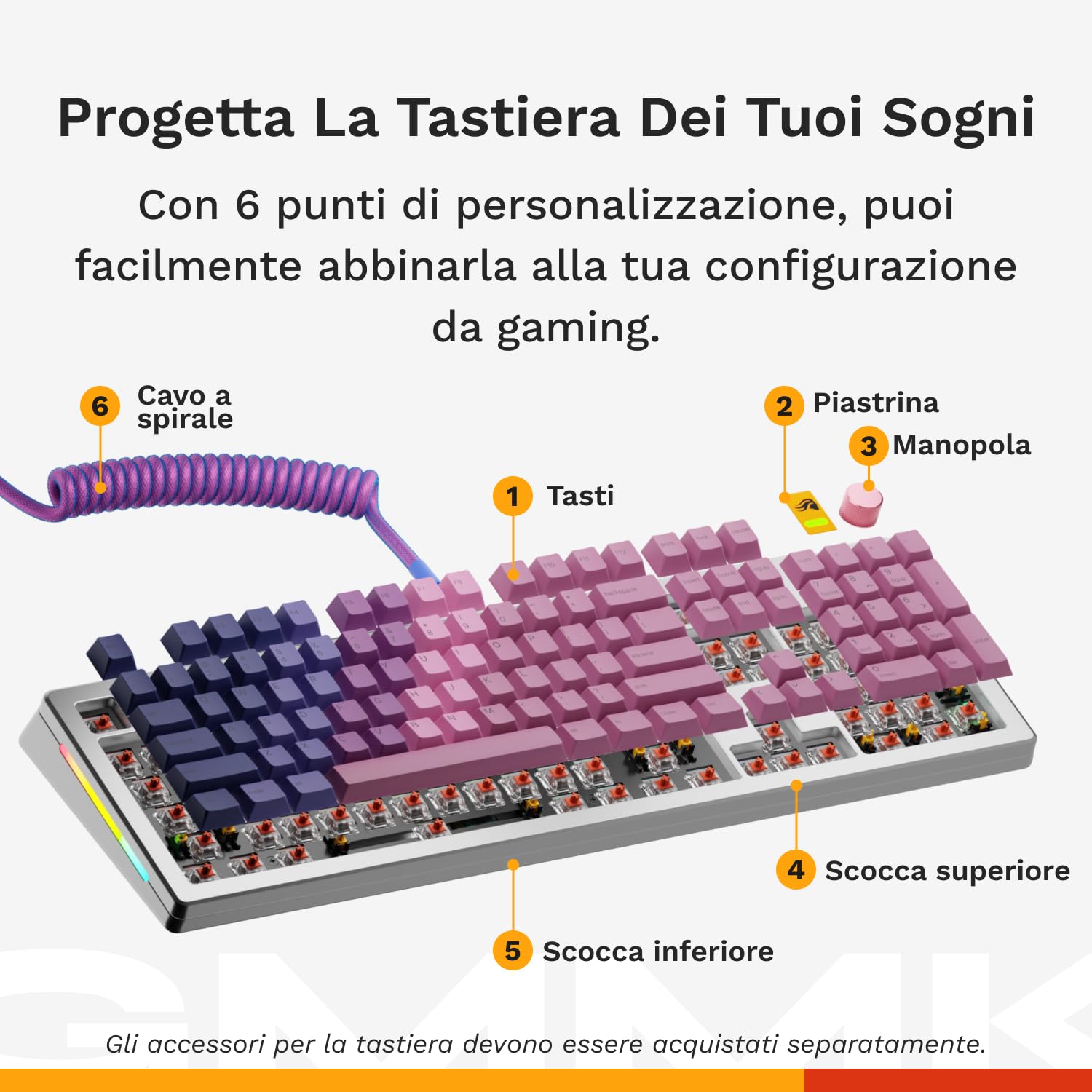 GLORIOUS Gaming GMMK 3 PRO Barebones Kit Tastiera Personalizzabile, guarnizioni e scocca in modulari, 100% Hot Swap, Schiuma smorzante, Piastra Switch, ANSI/USA - Layout