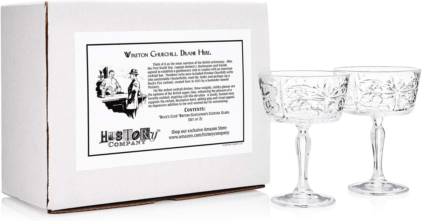 HISTORY COMPANY The British Gentleman’s Club Crystal Cocktail Glass – 2-Piece Set for Classic Cocktails (Gift Box Collection) - Image 2