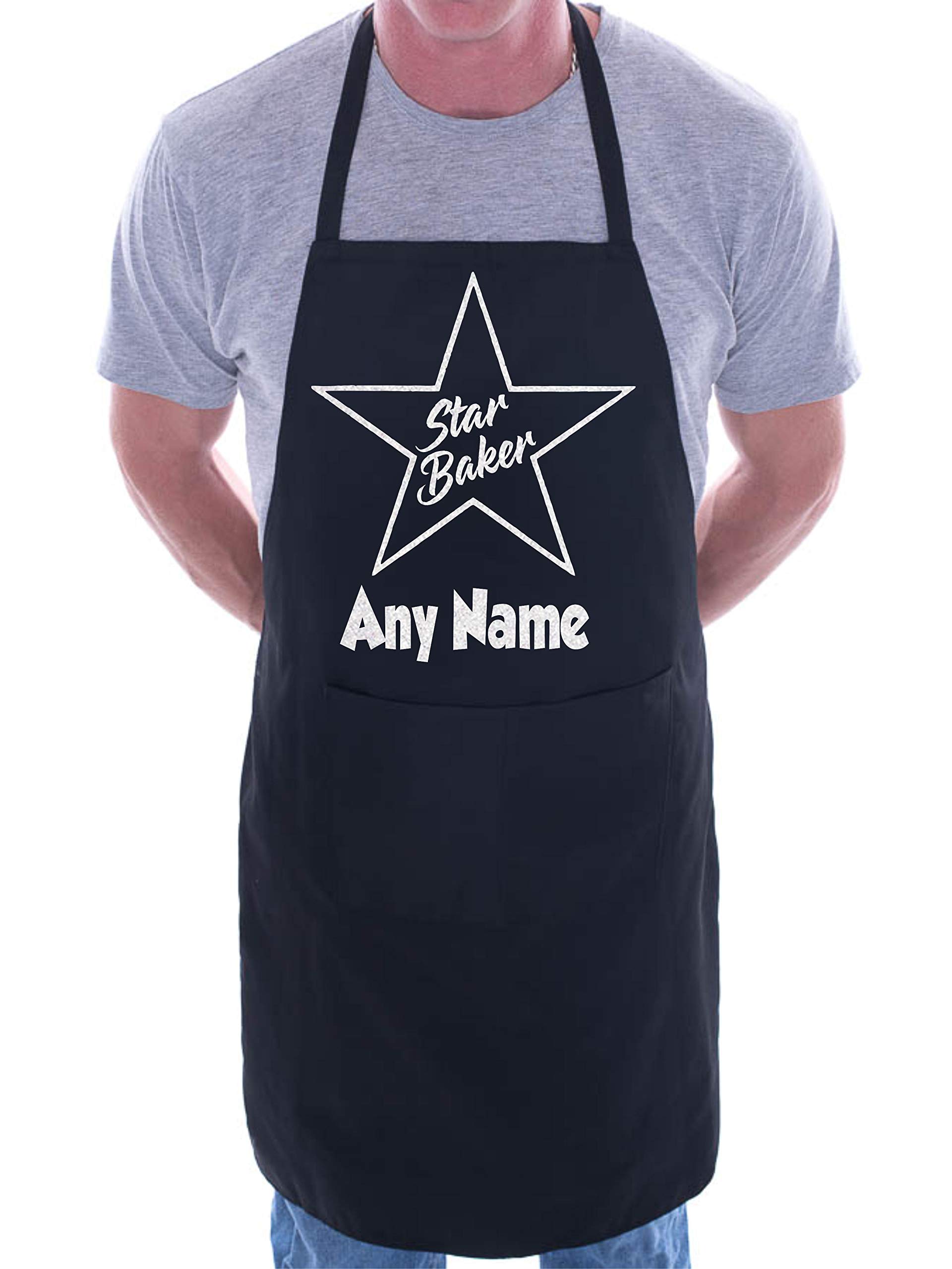 Print4U Star Baker Any Name Here Personalised Chef BBQ Apron Black