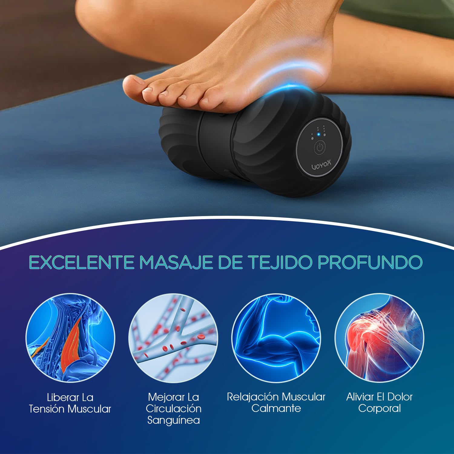 Bola de Masaje Vibratoria de Maní, Masaje de Punto de Activación de Tejido Profundo Para Liberar la Tensión y el Dolor Muscular, Portátil y Recargable para Yoga Fitness, MB300 Negro