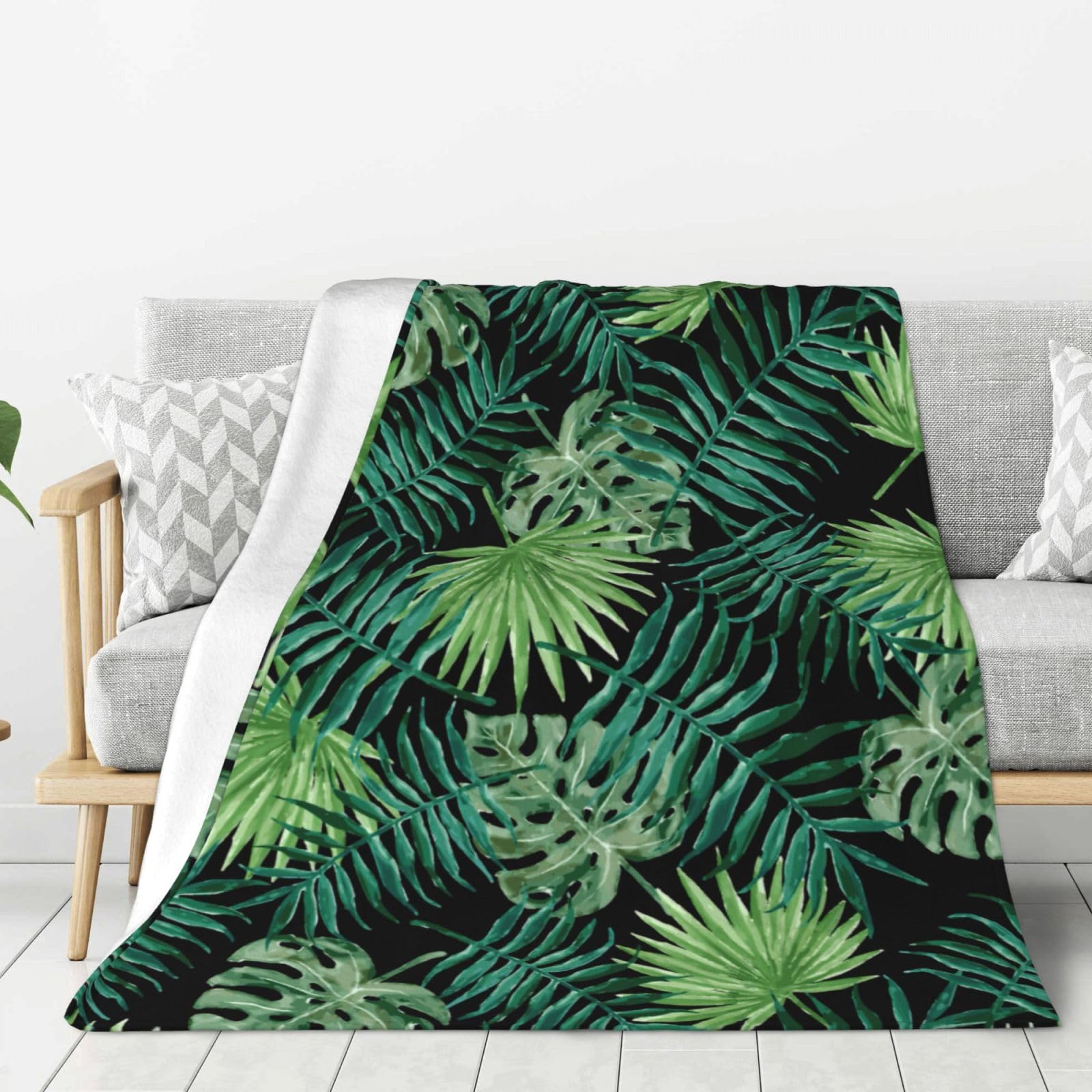 Couverture transparente douce pour lit et canapé : grand plaid chaud palme