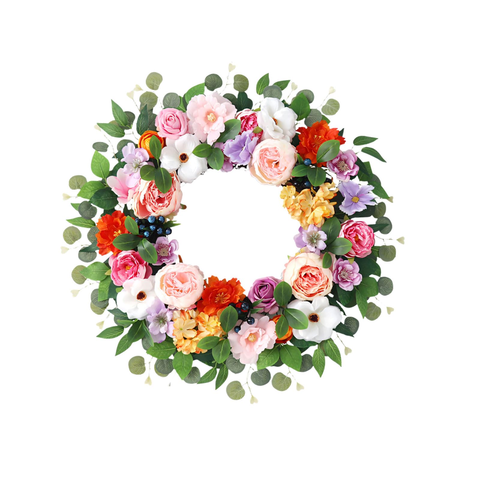 Kalttoy Floral Wreath 55X55CM Realistic Artificial Flower Wreath Hanging Decoration for Door Window Indoor and Outdoor Seasonal Blossomy
