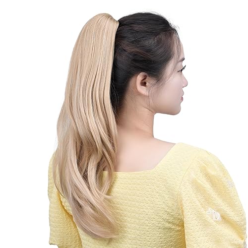 Miniatura 4 de Extensión de cola de caballo con clip, extensiones de cabello rubio, cola de caballo de 18 pulgadas, extensión de cabello con clip de mandíbula