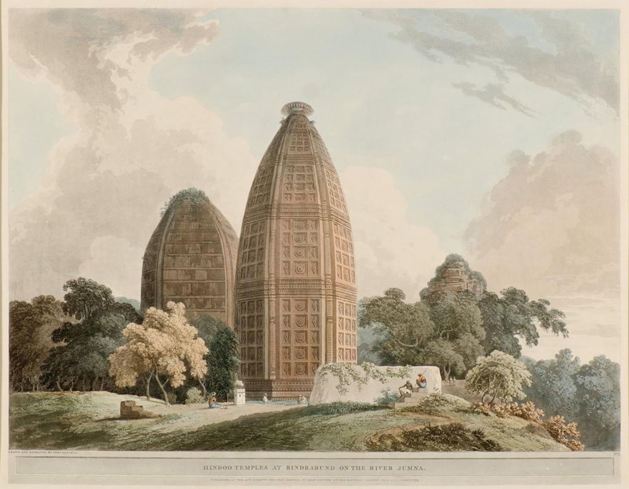 ARTXLXXBN Famous Art Print Poster Vintage Wall Art Hindoo Temples At Bindrabund on the River Jumna by Famous Artist Canvas Art Poster for Home Decor 60x90cm