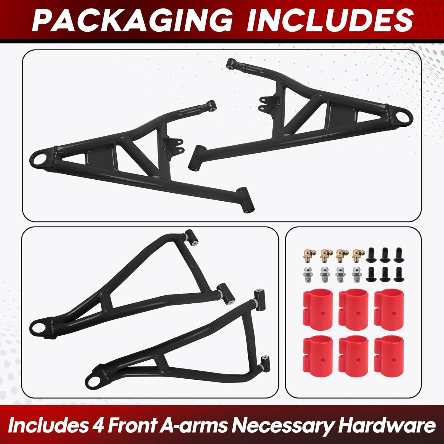 High Clearance Upper & Lower A-Arms Compatible with 2014-2023 Polaris RZR XP 1000/4 1000 Front A-Arms Forward Offset - Black