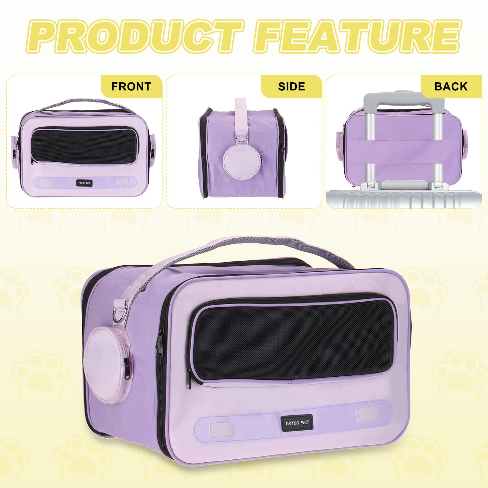 QUARKZMAN Transportín para Gatos para Mascotas, Correa Ajustable para El Hombro, Bolsa Transportadora para Perros Y Gatos Transpirable hasta 14.3 Lbs (Púrpura),