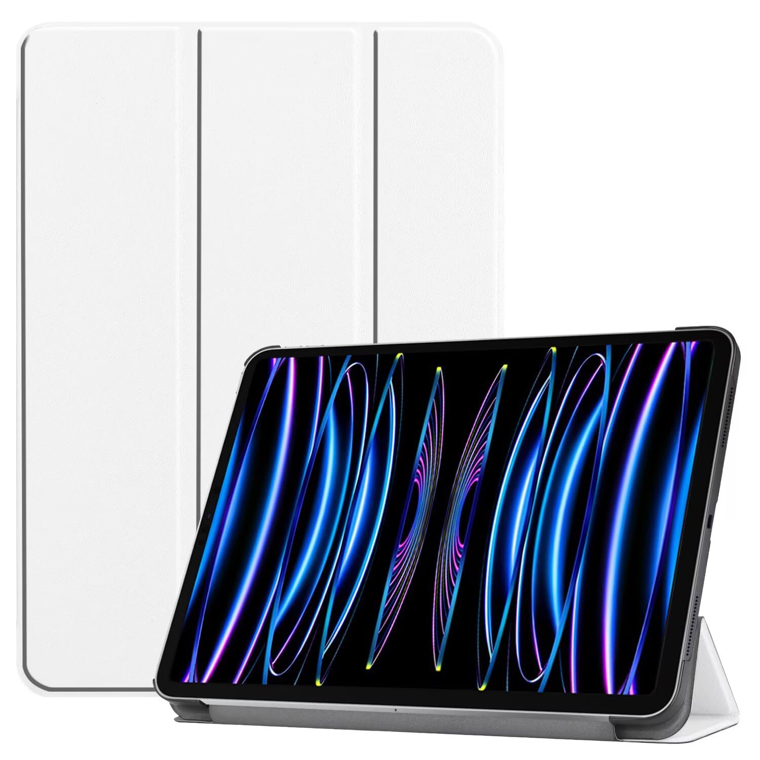 Tablet Cover for Apple iPad Pro 12.9 3rd 4th Generation(2018 2020 Release),Ultra Slim Folio Stand Lightweight Leather Case for Apple iPad Pro 12.9" Gen 3th 4th (KST-White)