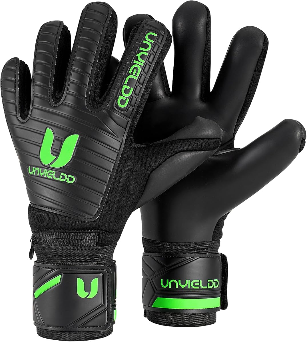 Guantes Score Goalkeeper para adultos y jóvenes, guantes profesionales para porteros con palma de látex de 4 mm + 3 mm para un agarre superior, corte negativo transpirable y correa de muñeca ajustable