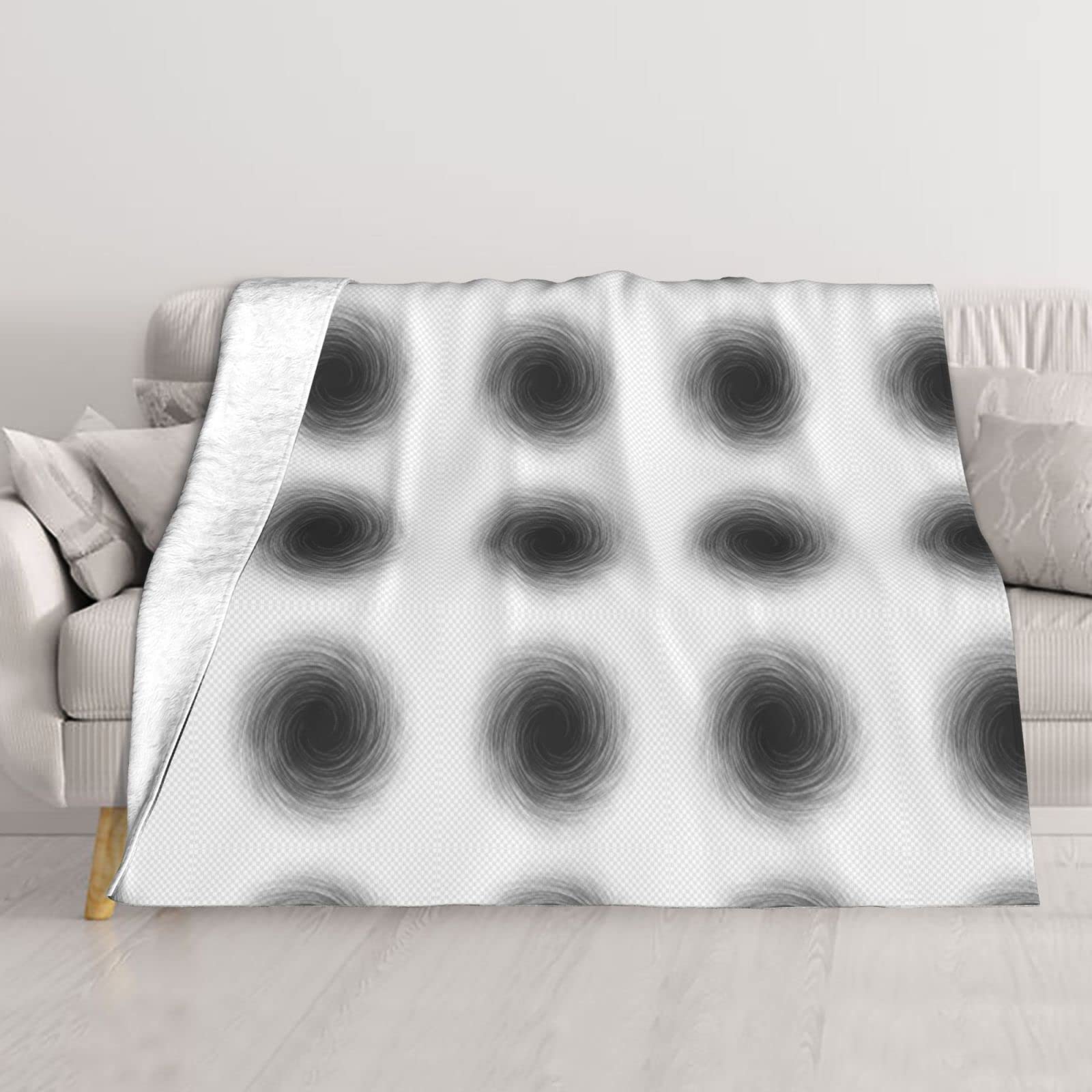 Couverture en peluche imprimé tourbillon noir 203x152 cm pour lit et canapé