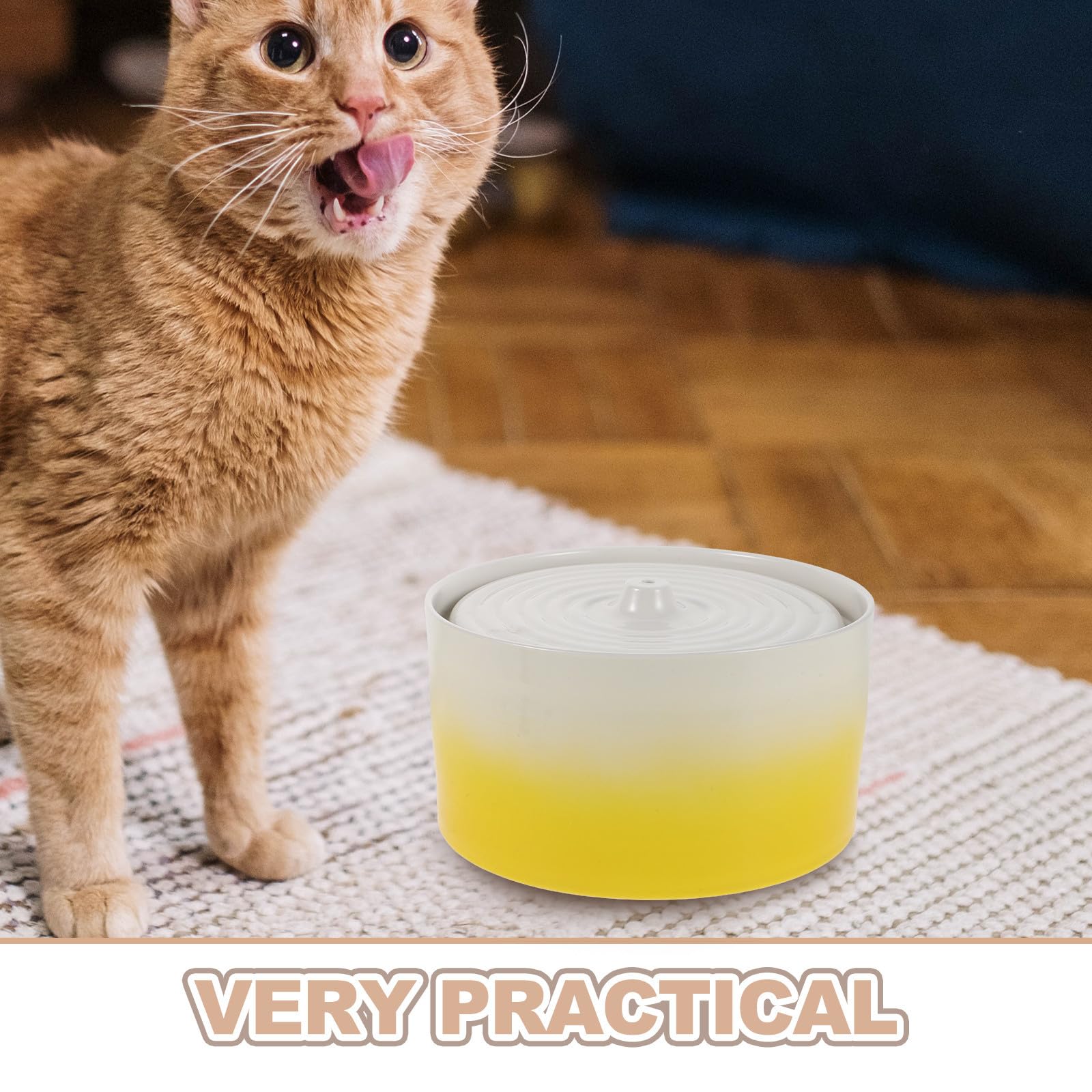 Fuente de Agua de Cerámica para Gatos de 1300ml Sistema de Calefacción Seguro y Fácil de Limpiar para Hogares Varios Gatos en Meses Fríos