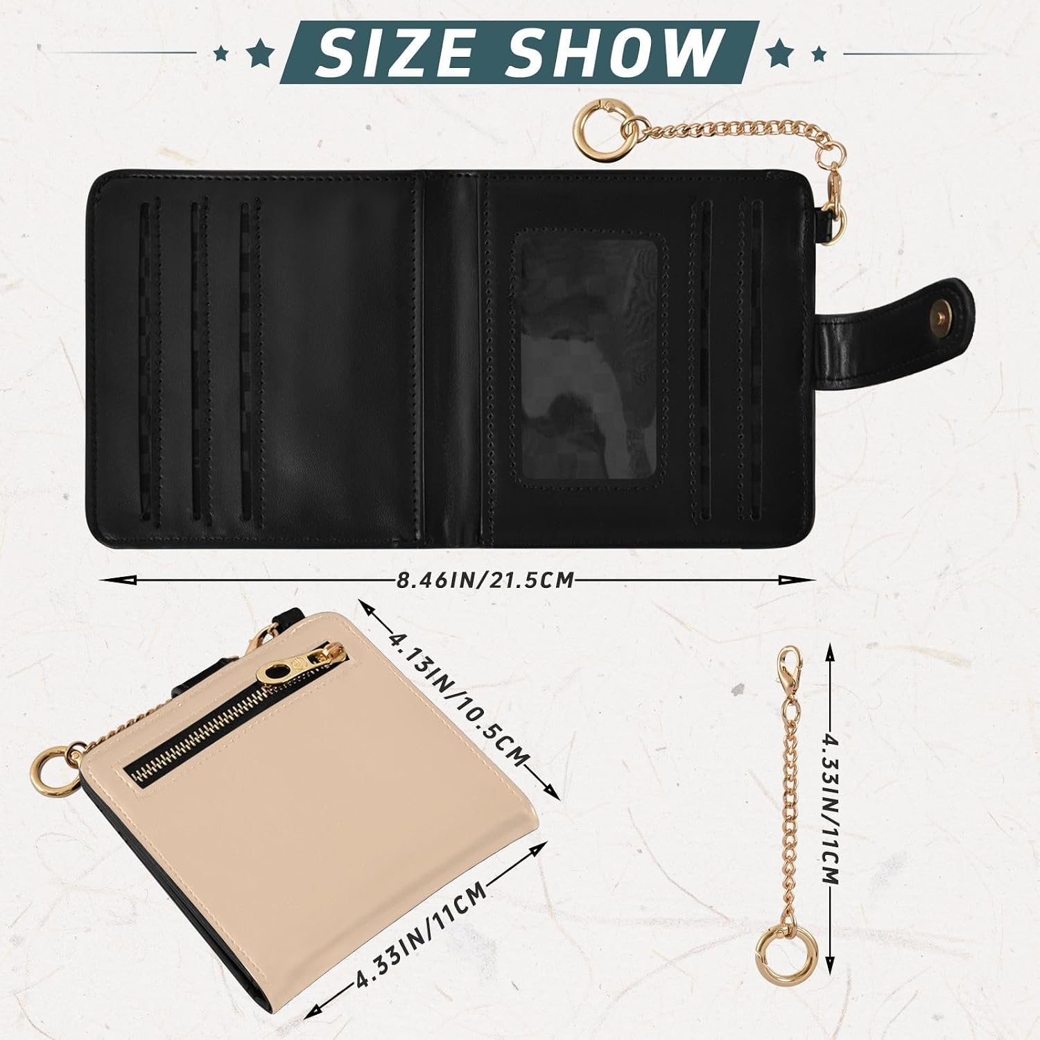 Yuiboo Peachpuff Beige Ladies Premium Foldable Wallet Waterproof Premium PU Leather Wallet for Woman Girl image 3