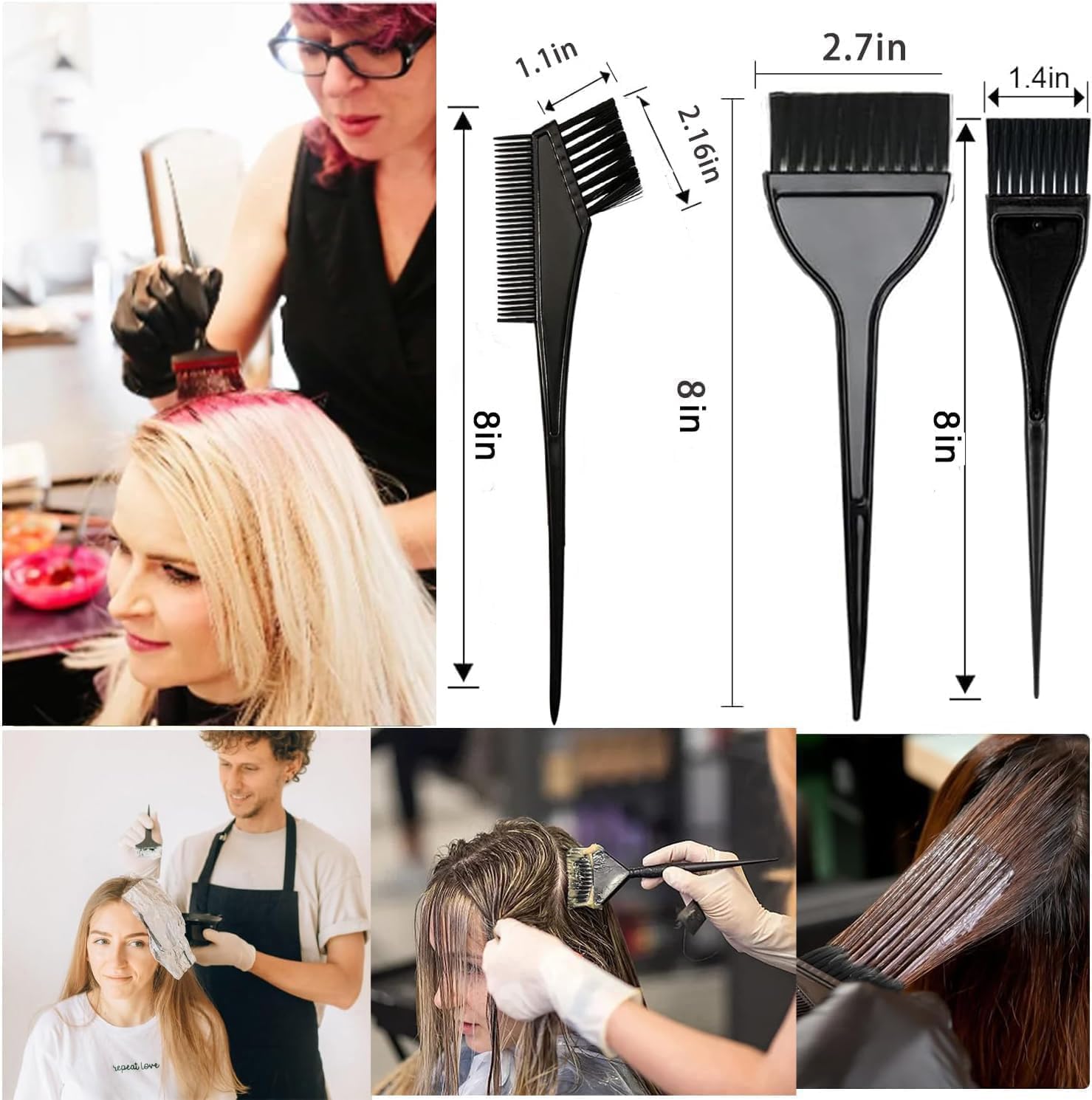 20 Pcs Hair Dye Brush and Bowl Set, Hair Dye Coloring Kit, Hair Coloring Bleaching, Hair Dye Tools for DIY Salon. Hair Tinting Bowl/Dye Brush/Ear Cover/Gloves/Tint Comb image 2