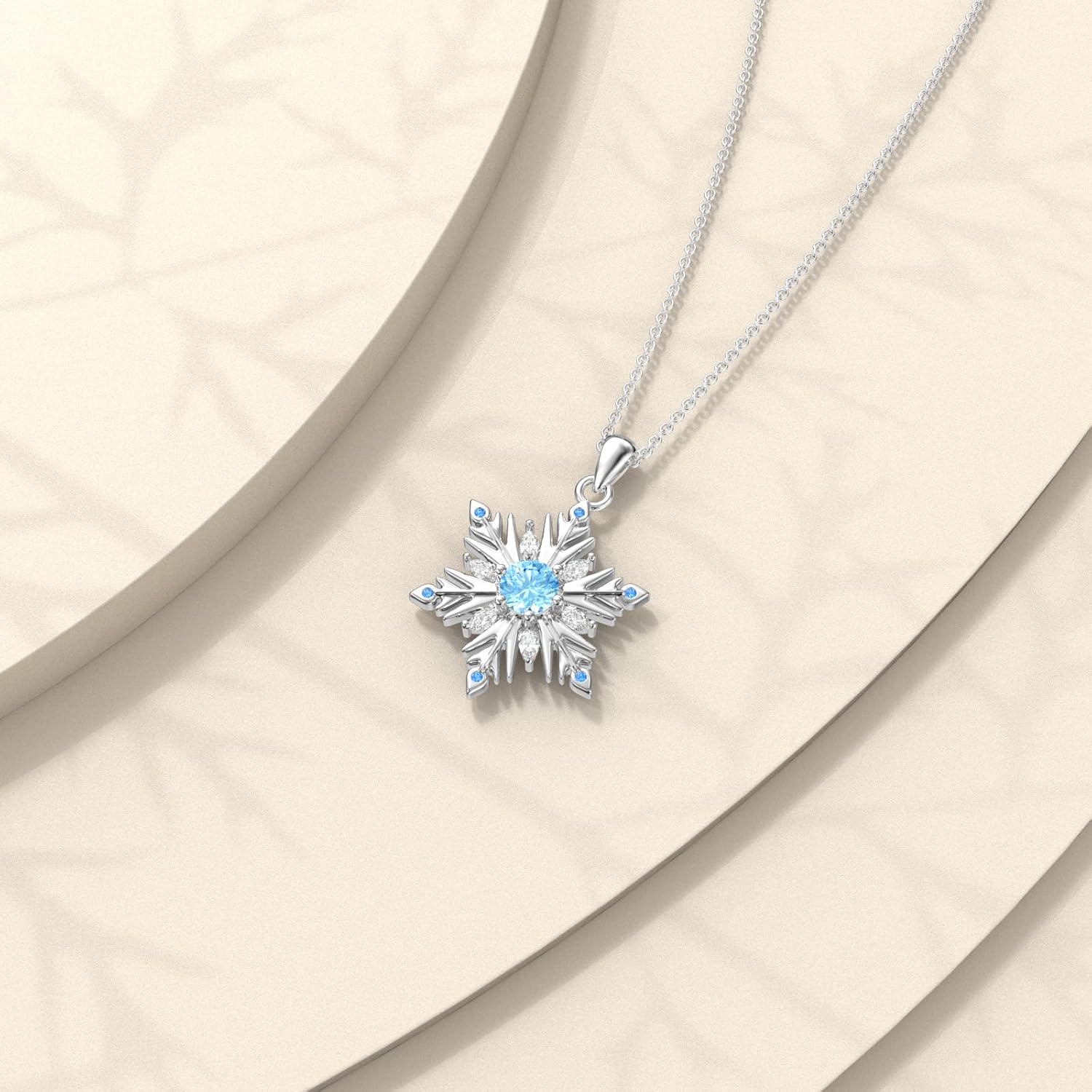 Snowflake Necklace 925 Sterling Silver Snowflake Pendant Blue Topaz Snowflake Necklace Thanksgiving Day gift Winter Christmas Jewelry for Women - Image 4