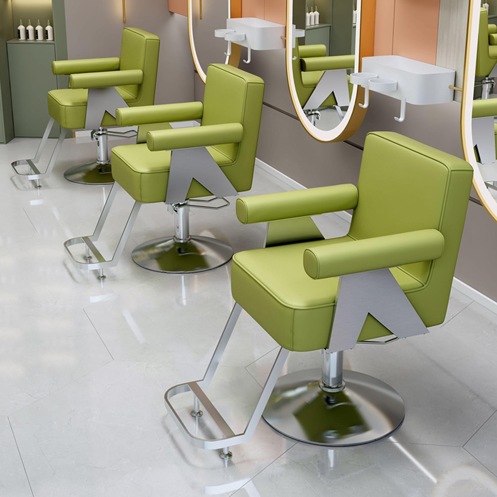 Sillas de barbero, Silla de barbero Ajustable con rotación de 360° y Control de Altura - Silla de salón de Cuero para barbería, peluquería y SPA - Cómodos reposabrazos tapizados (Negro)