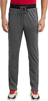 9510 Men's Super Combed Cotton Rich Slim Fit Mid Rise Trackpants with Side and Back Pockets