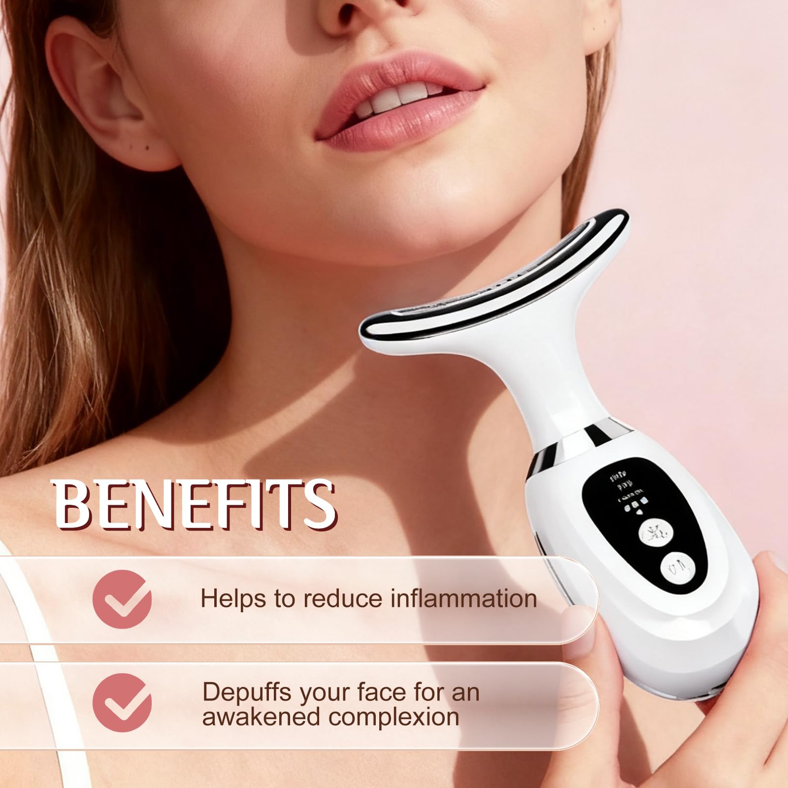 Red-Light-Therapy-for-Face and Neck Massager,7 Colors Womens Skin Rejuvenation Lifting Facial Massager Tool,Lymphatic Contour Massager Face for Toning,Glow Boost