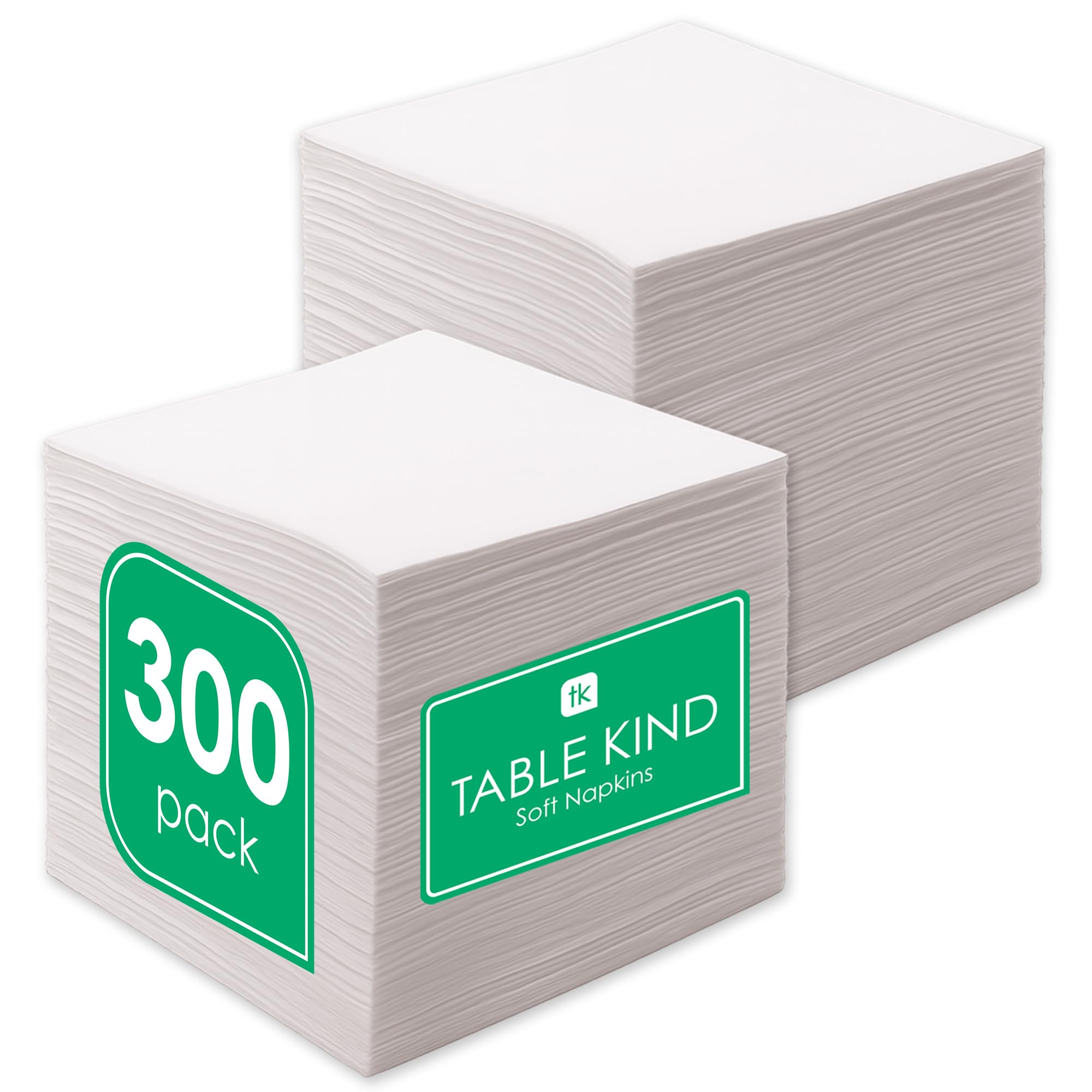 Table Kind 300 x Soft White Napkins, High-Quality Napkins for Parties, Catering and Daily Use, FSC, Sustainable and Recyclable, Made in the EU, 1-Ply | 33 cm